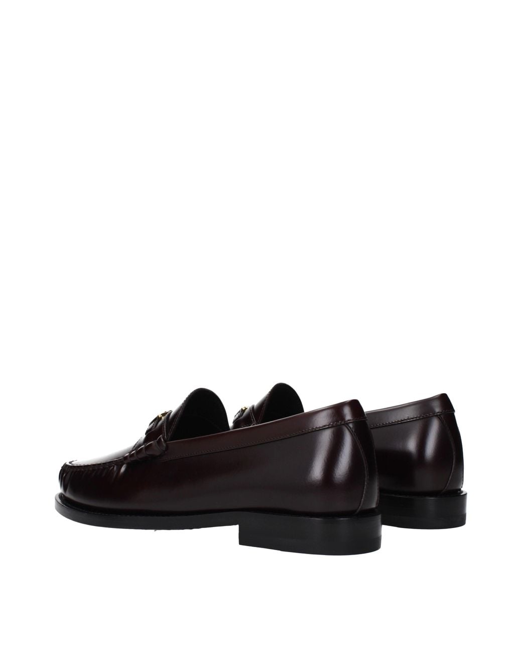 Céline Black Triomphe Moccasins/Burgundy Leather