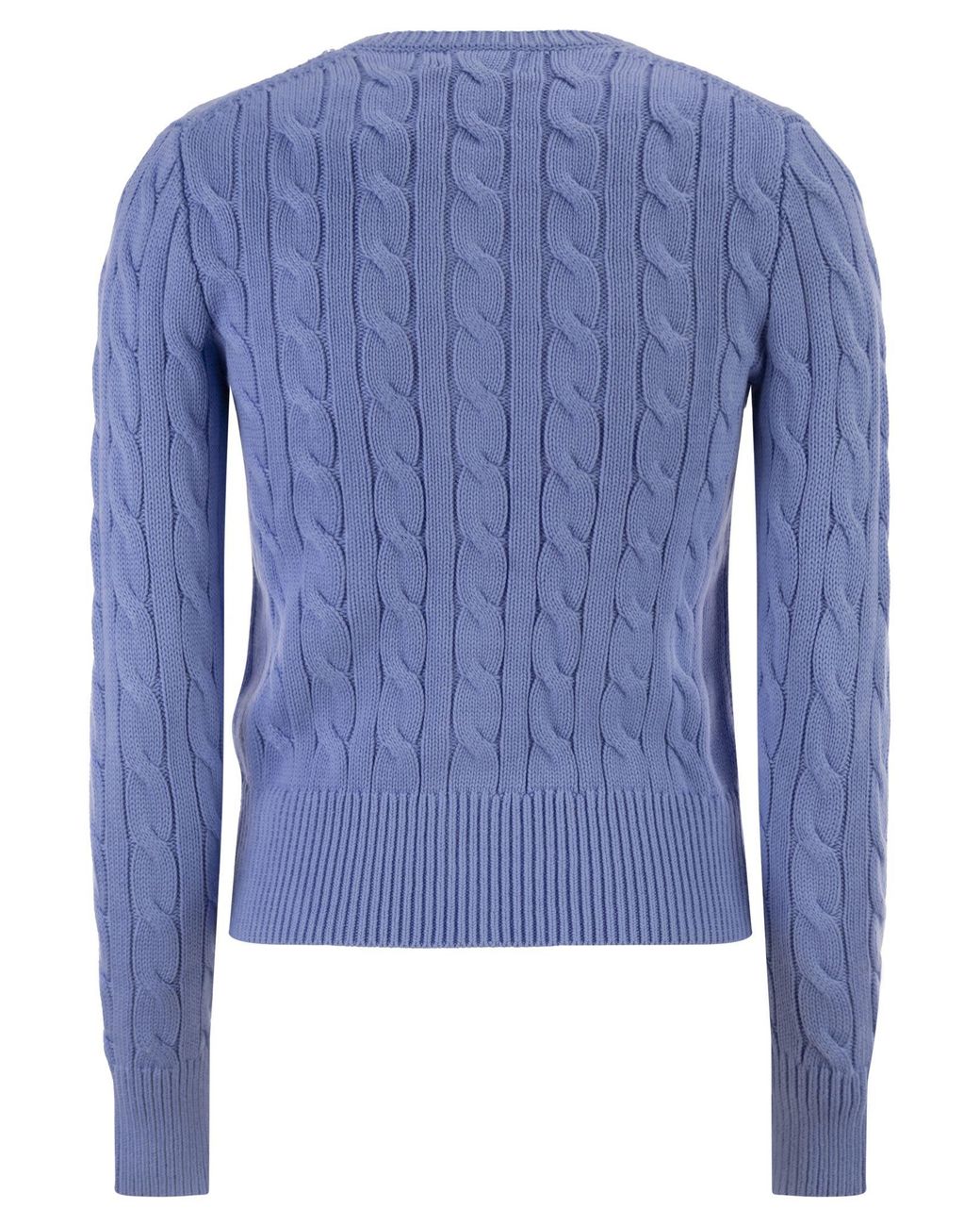 Polo Ralph Lauren Blue Cable Knit Cotton Crew Neck Cardigan