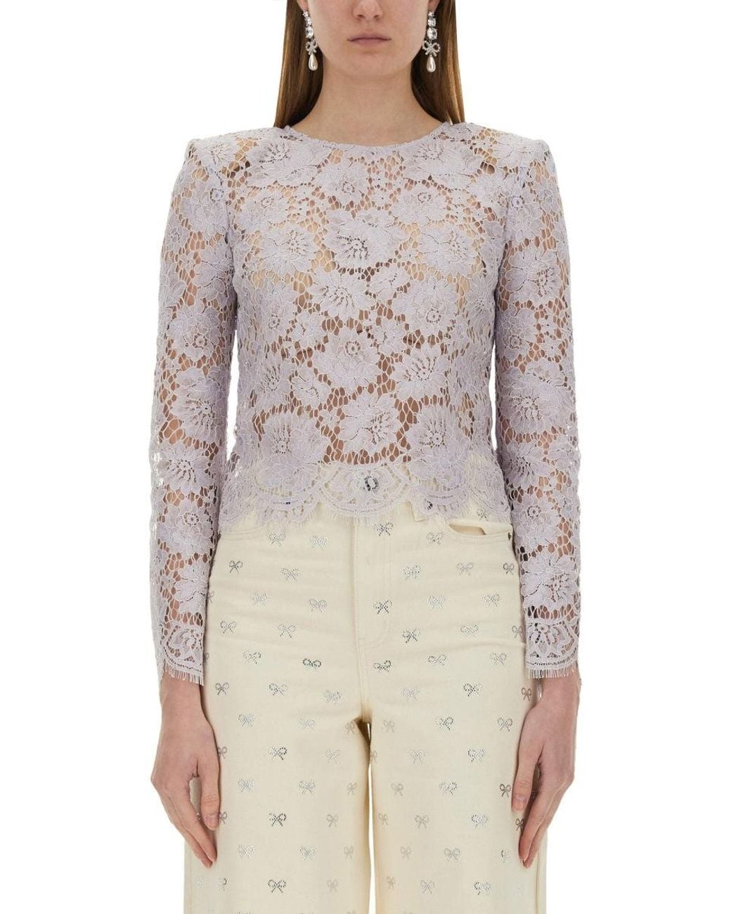 Self-Portrait Lace Top in Purple | Lyst