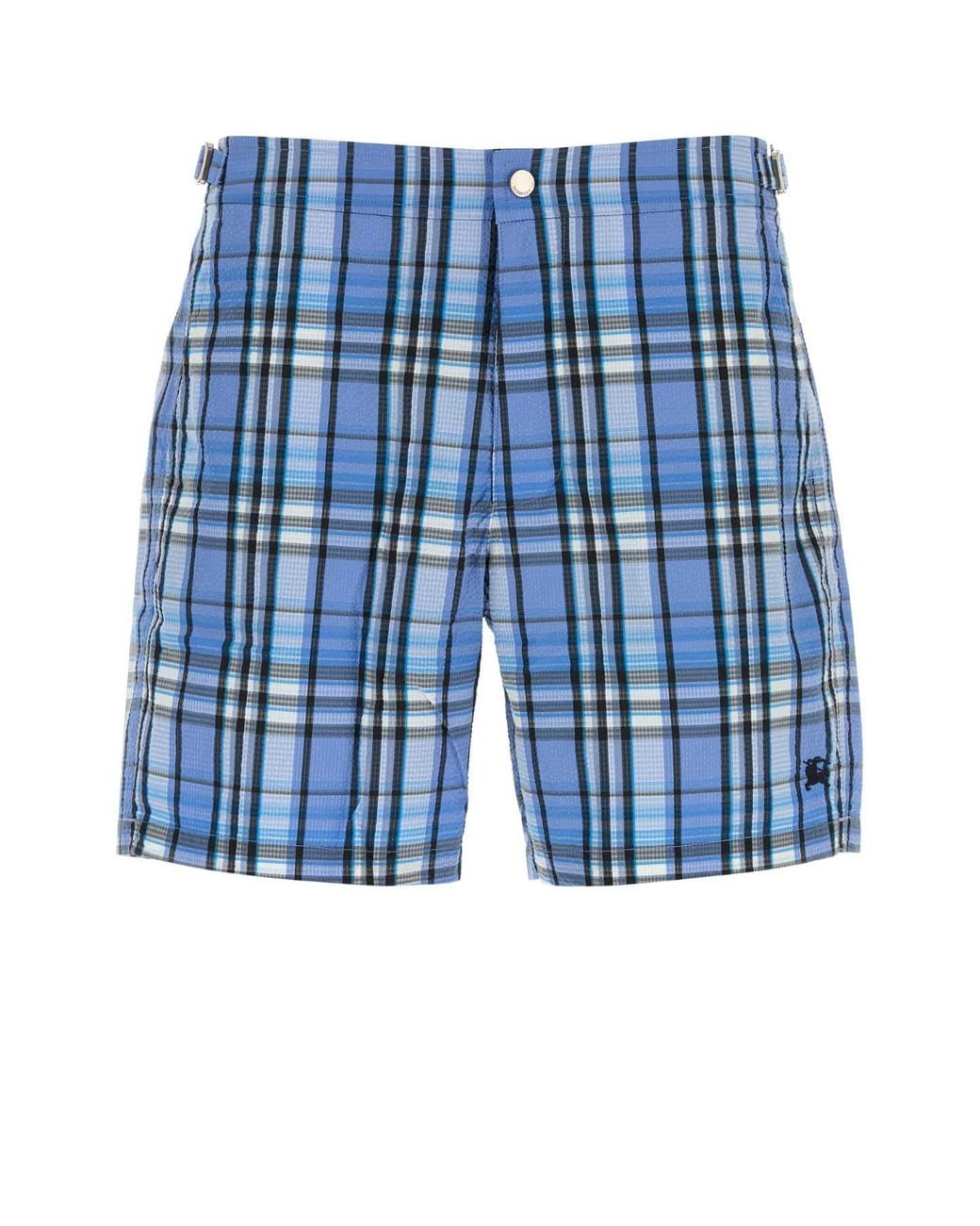 Burberry Blue Embroidered Polyester Blend Swimming Shorts for men