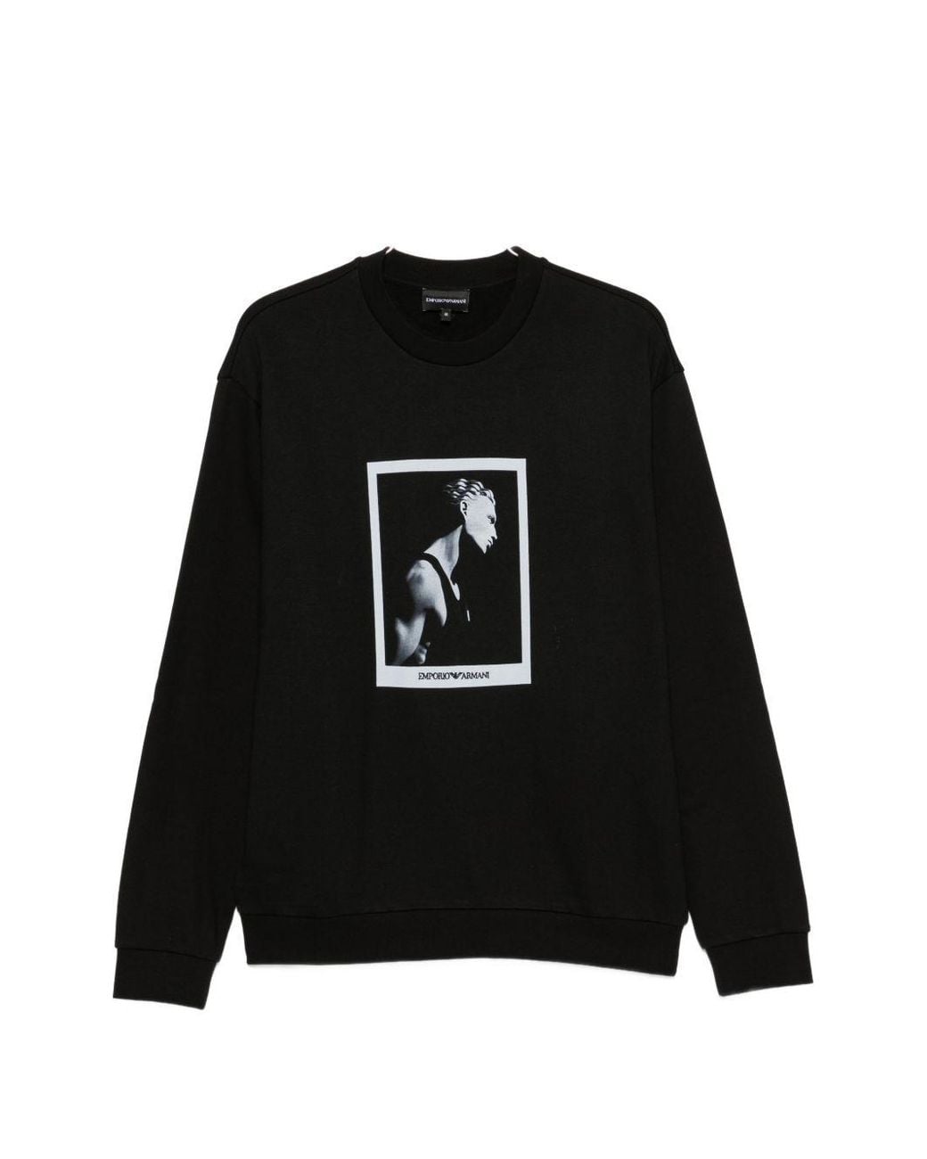 Emporio Armani Black Printed Cotton Sweatshirt for men