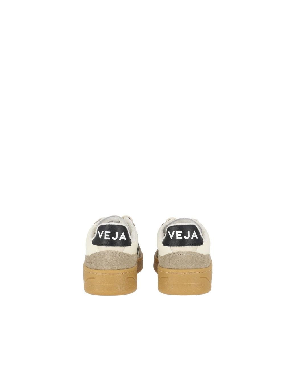 Veja White V-90 Organic Traced Leather Low-Top Sneakers