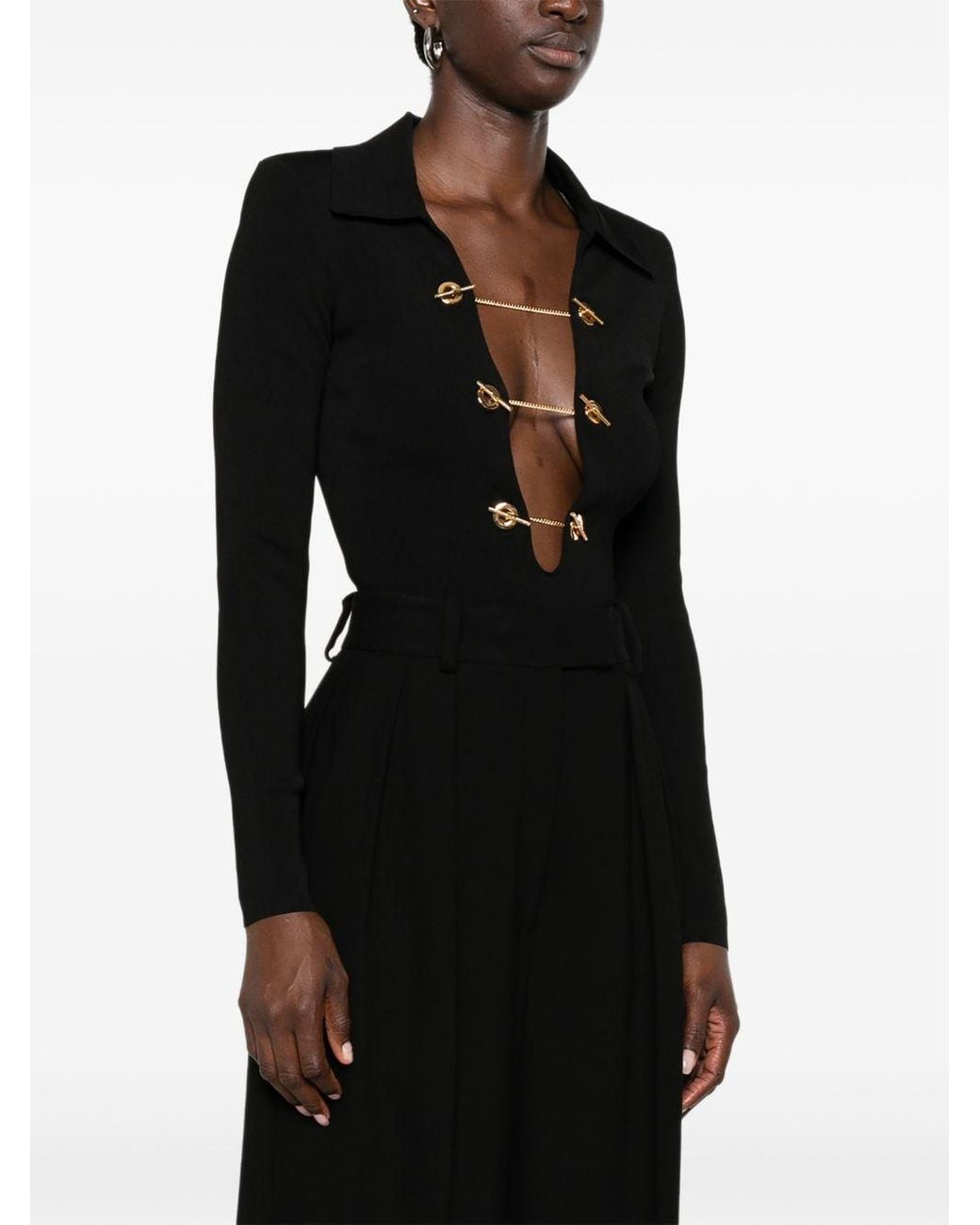 Elisabetta Franchi Black Cut Out Bodysuit