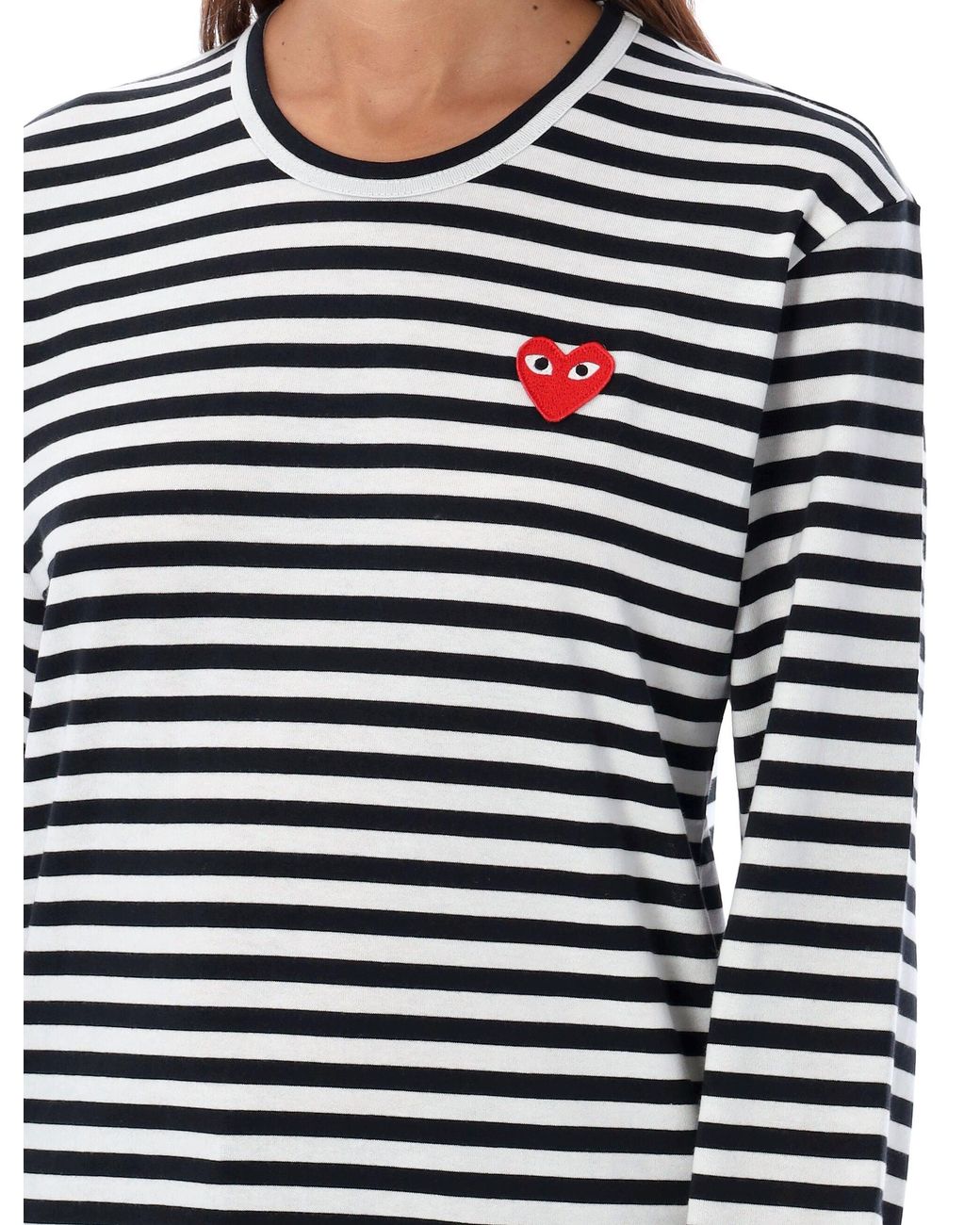 COMME DES GARÇONS PLAY Blue Striped Long-Sleeved T-Shirt