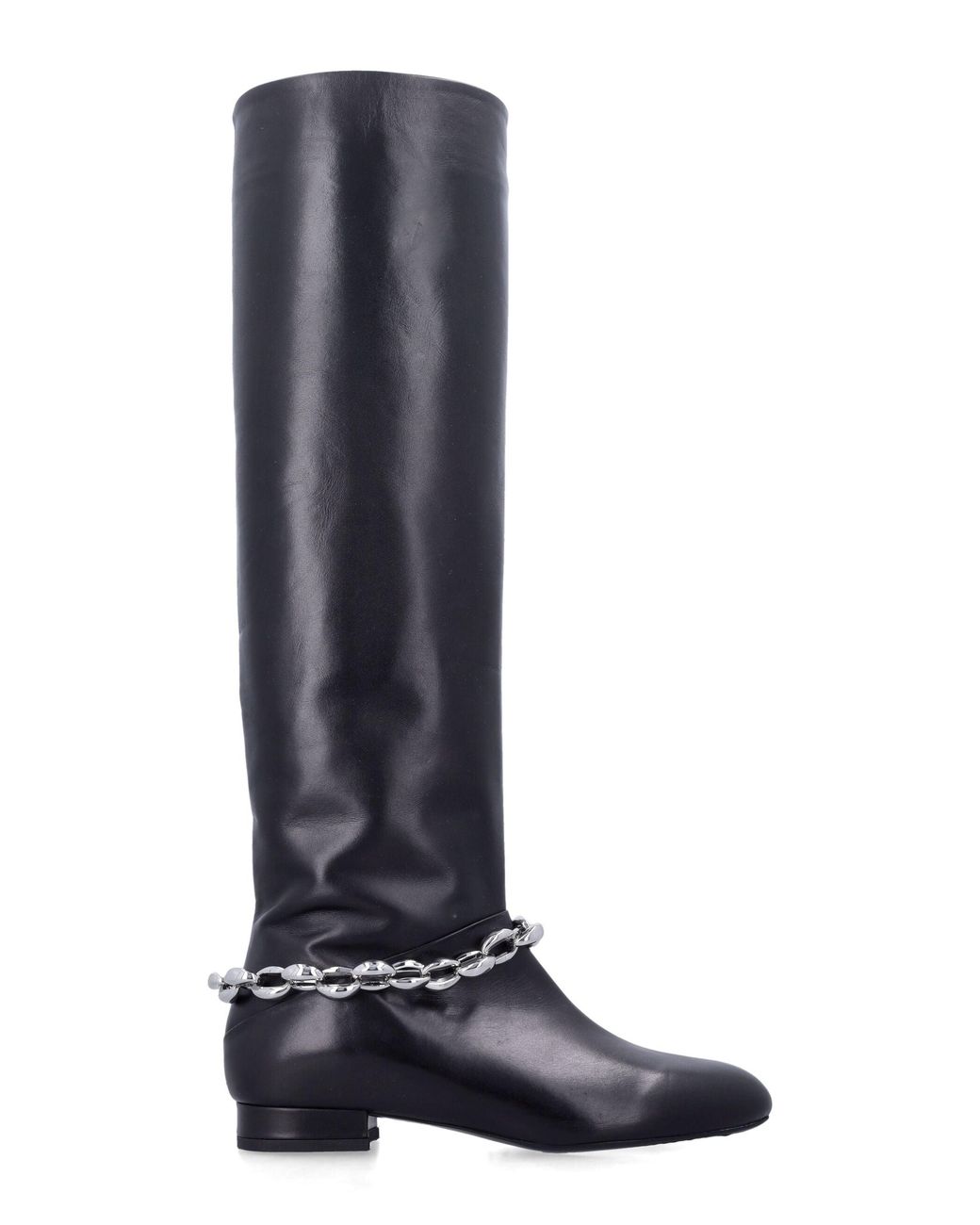 By Far Blue Chain-Ankle Tall Leather Boots