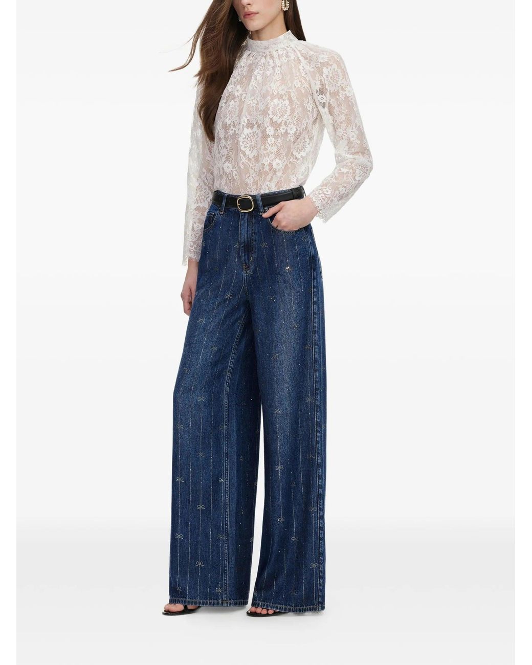 Self-Portrait Blue Lace Blouse