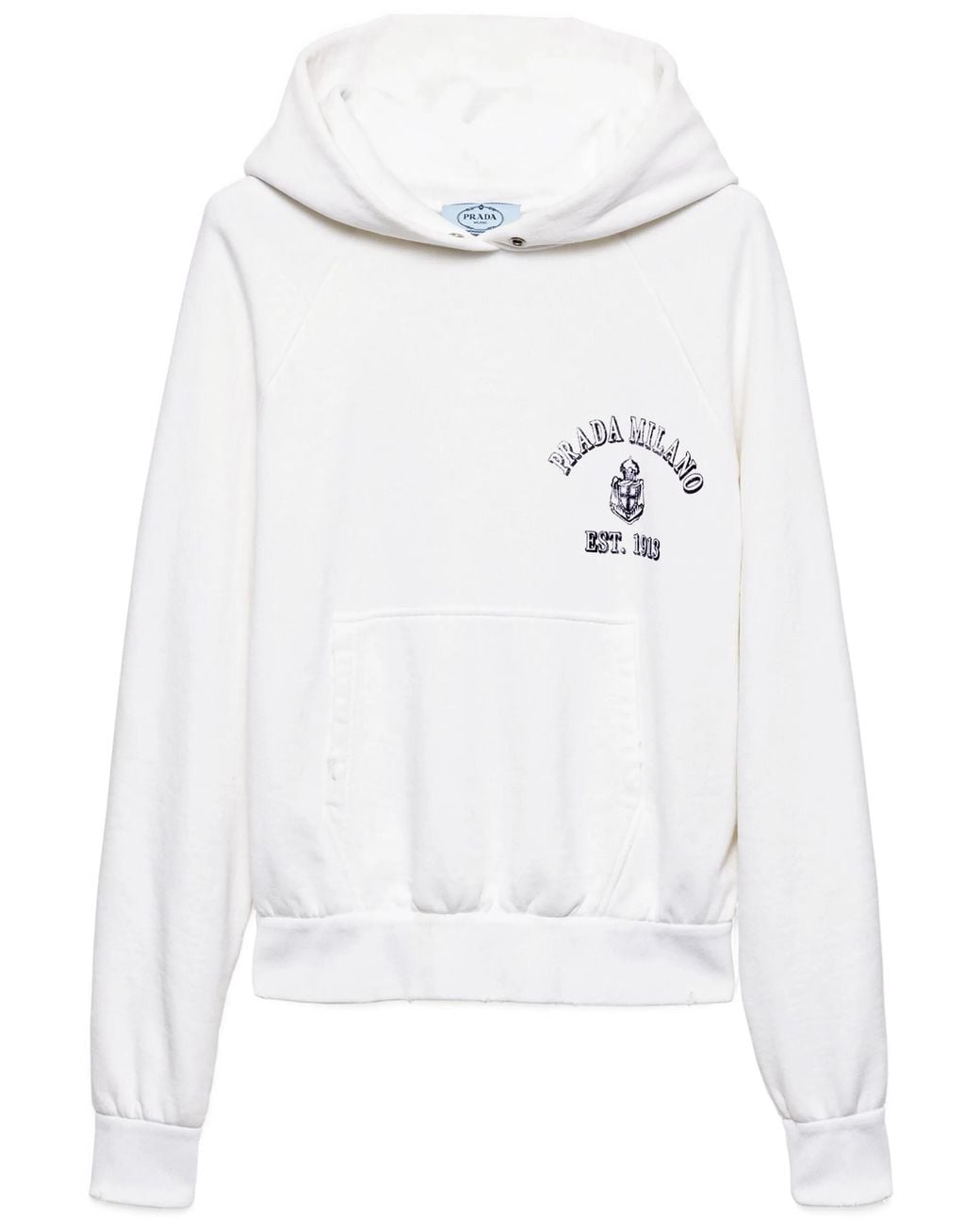 Prada White Old Logo-Print Hoodie
