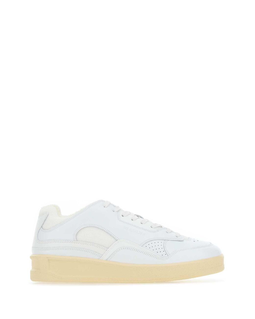 Jil Sander White Leather And Fabric Sneakers