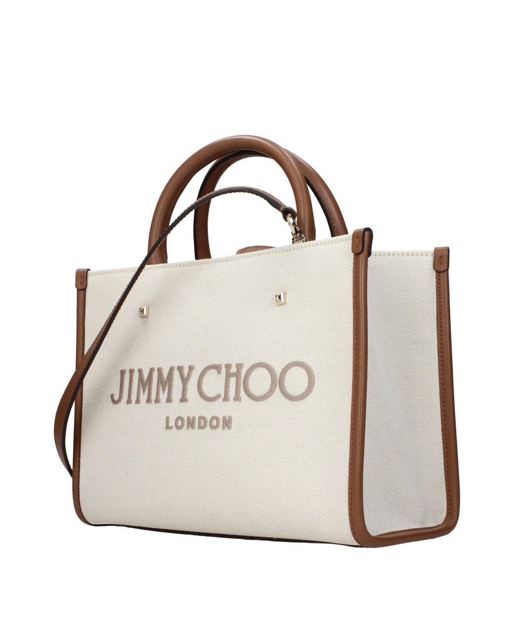 Jimmy Choo Natural Handbags Avenue Fabric/Tan And