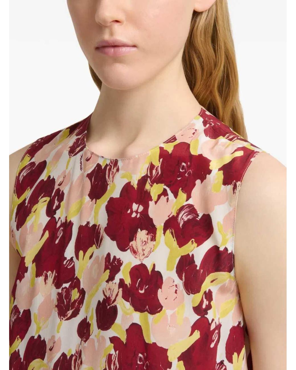 Marni Geplooide Bloemenjurk in het White