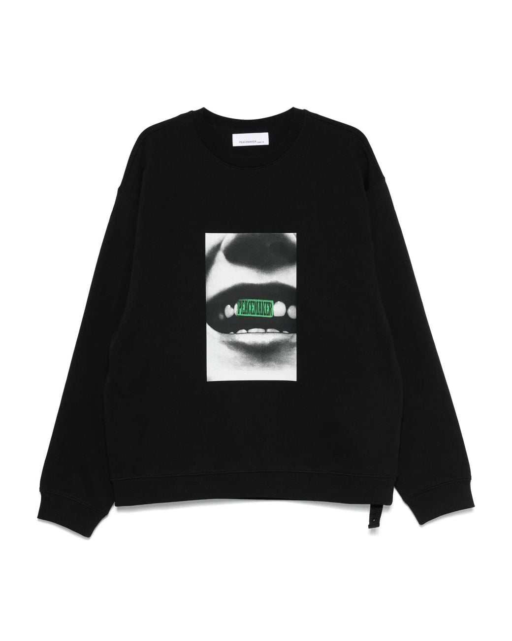 Oamc Peacemaker Black Loose Fit Crewneck Smile Print