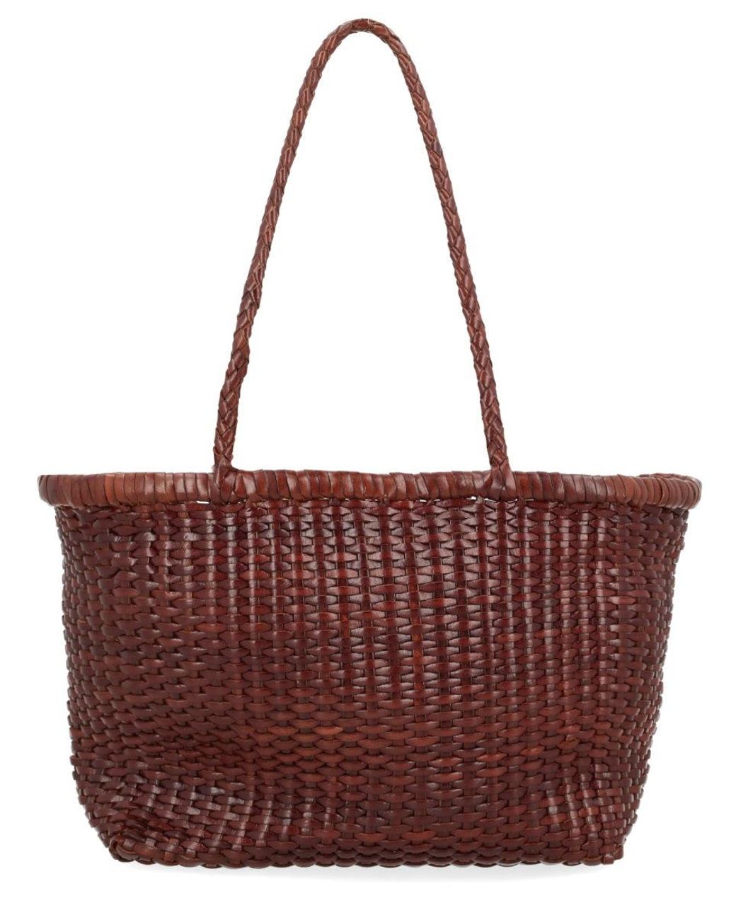 Dragon Diffusion Brown B Weave Small Woven Leather Tote