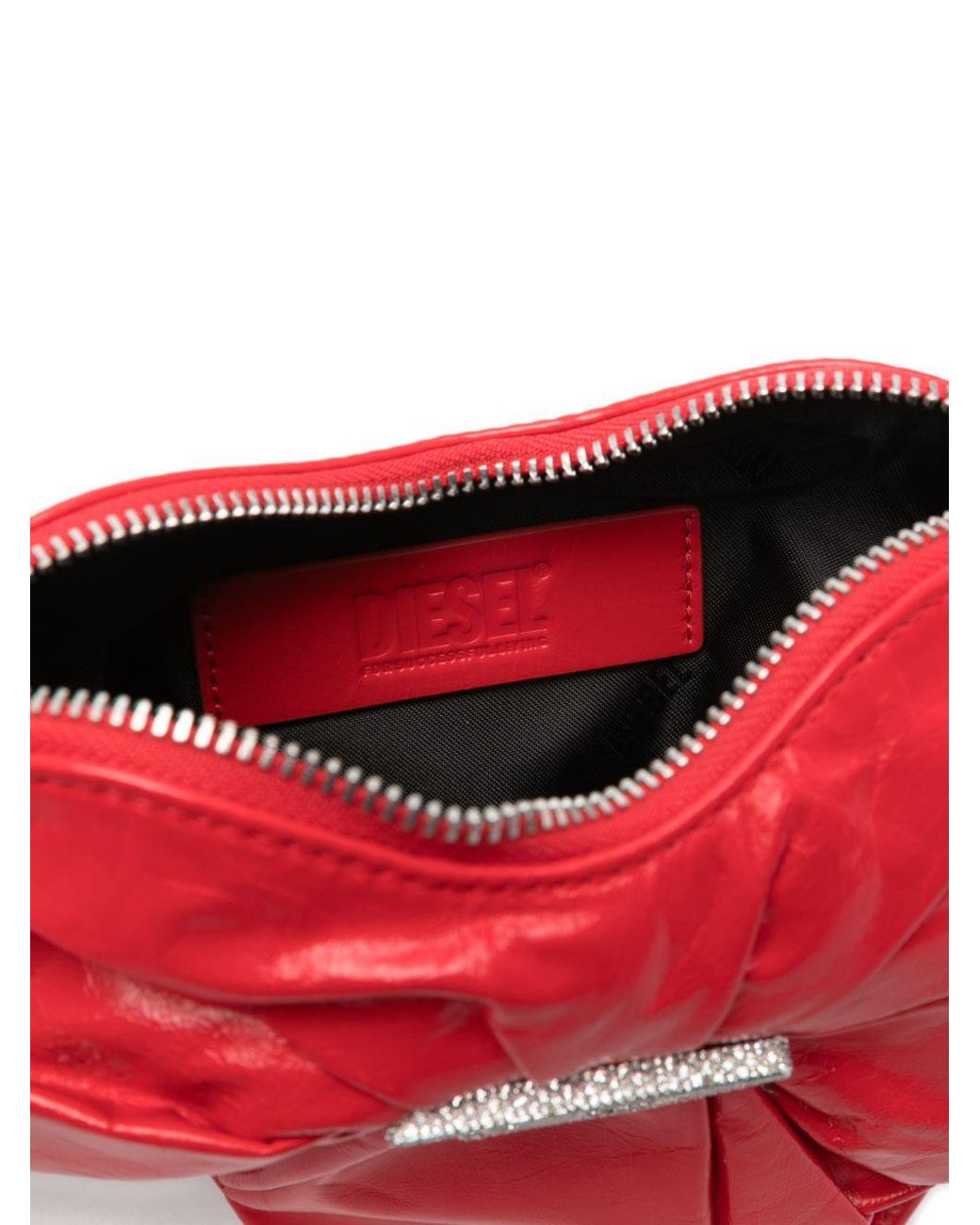 DIESEL Red Scrunch Leather Crossbody Bag