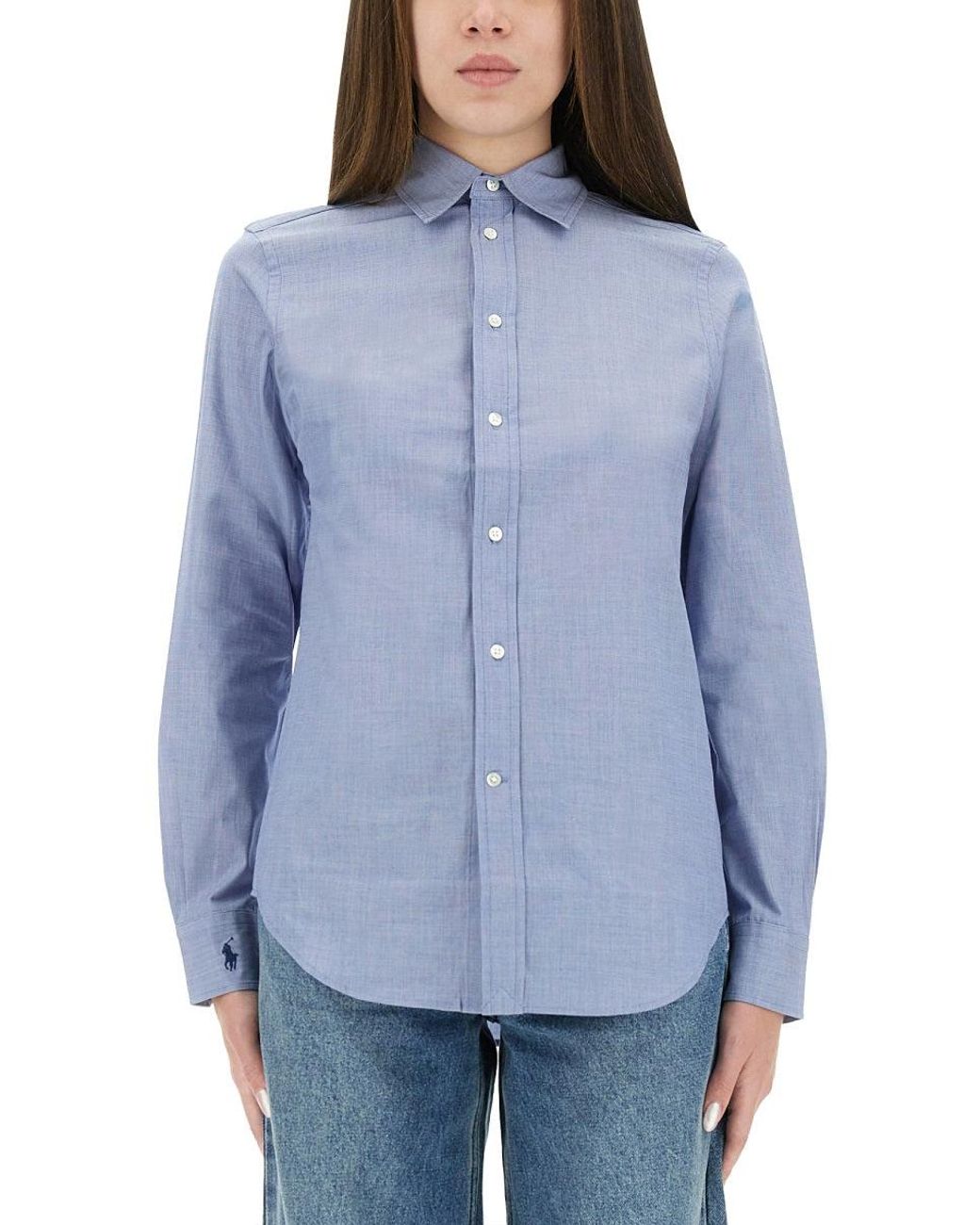 Polo Ralph Lauren Blue Button-Down Embroidered Logo Shirt