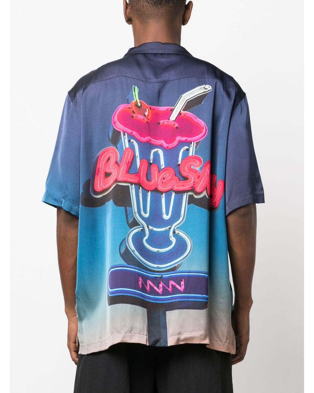 BLUE SKY INN Blue Printed Viscose Shirt