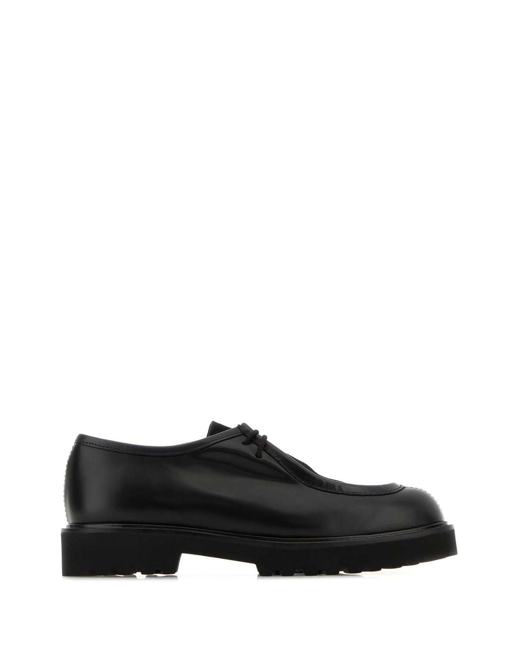 Max Mara Black Leather Track Lace-Up Shoes