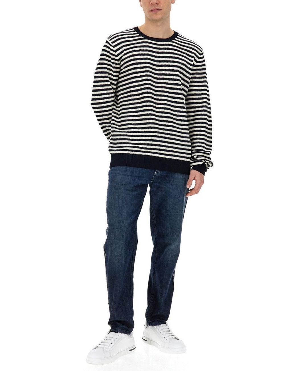 Dolce & Gabbana Black Stripe Pattern T-Shirt for men