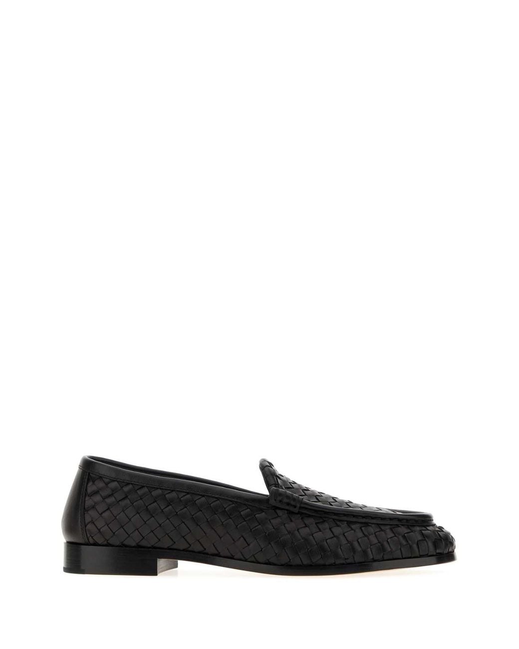 Bottega Veneta Black Leather Silenzio Loafers