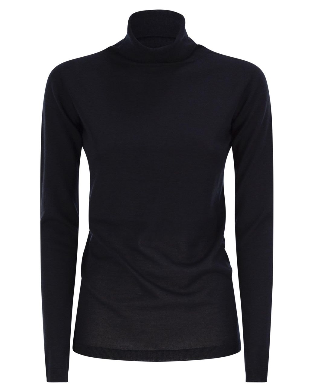 Fabiana Filippi Black Cashmere And Silk Roll-Neck Jumper With An Essential Silhouette