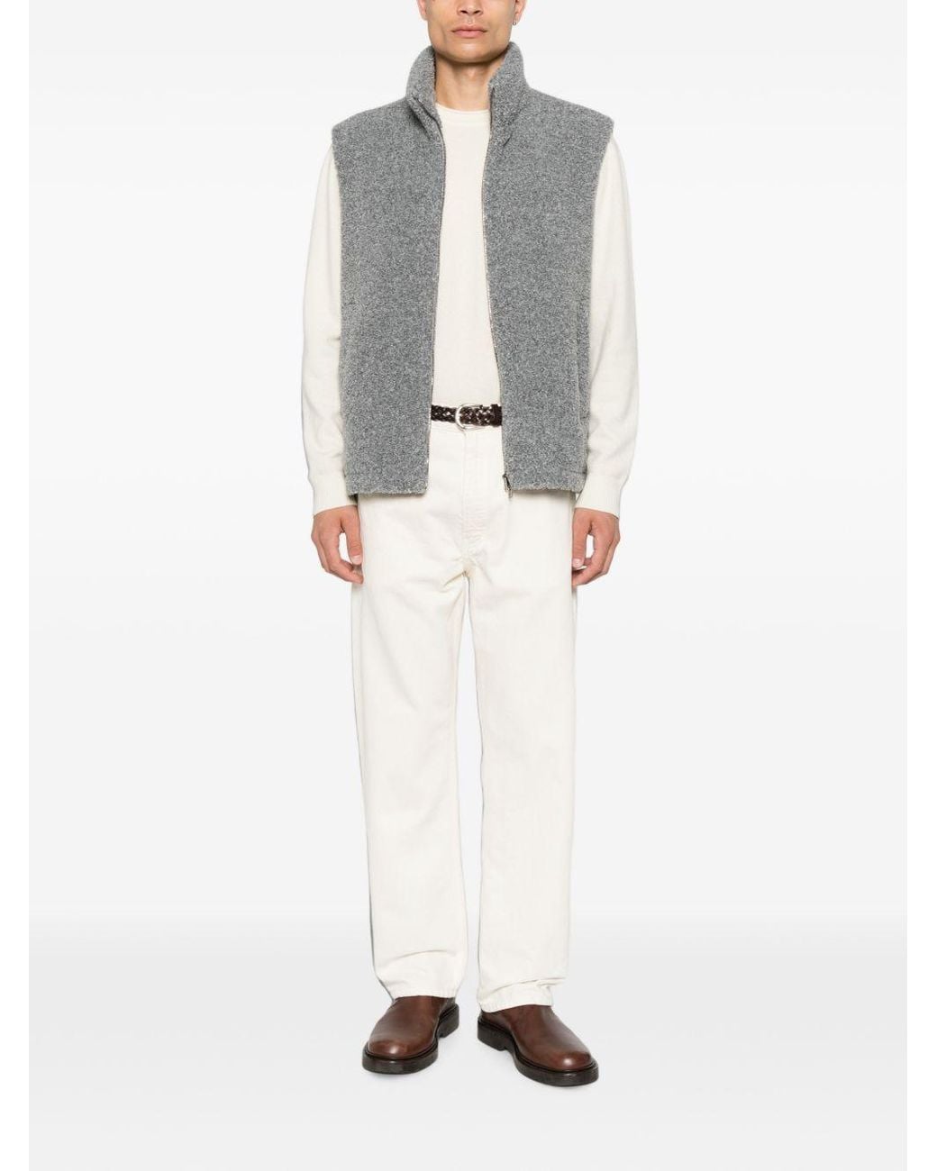 Herno Gray Flannel Zipped Vest for men