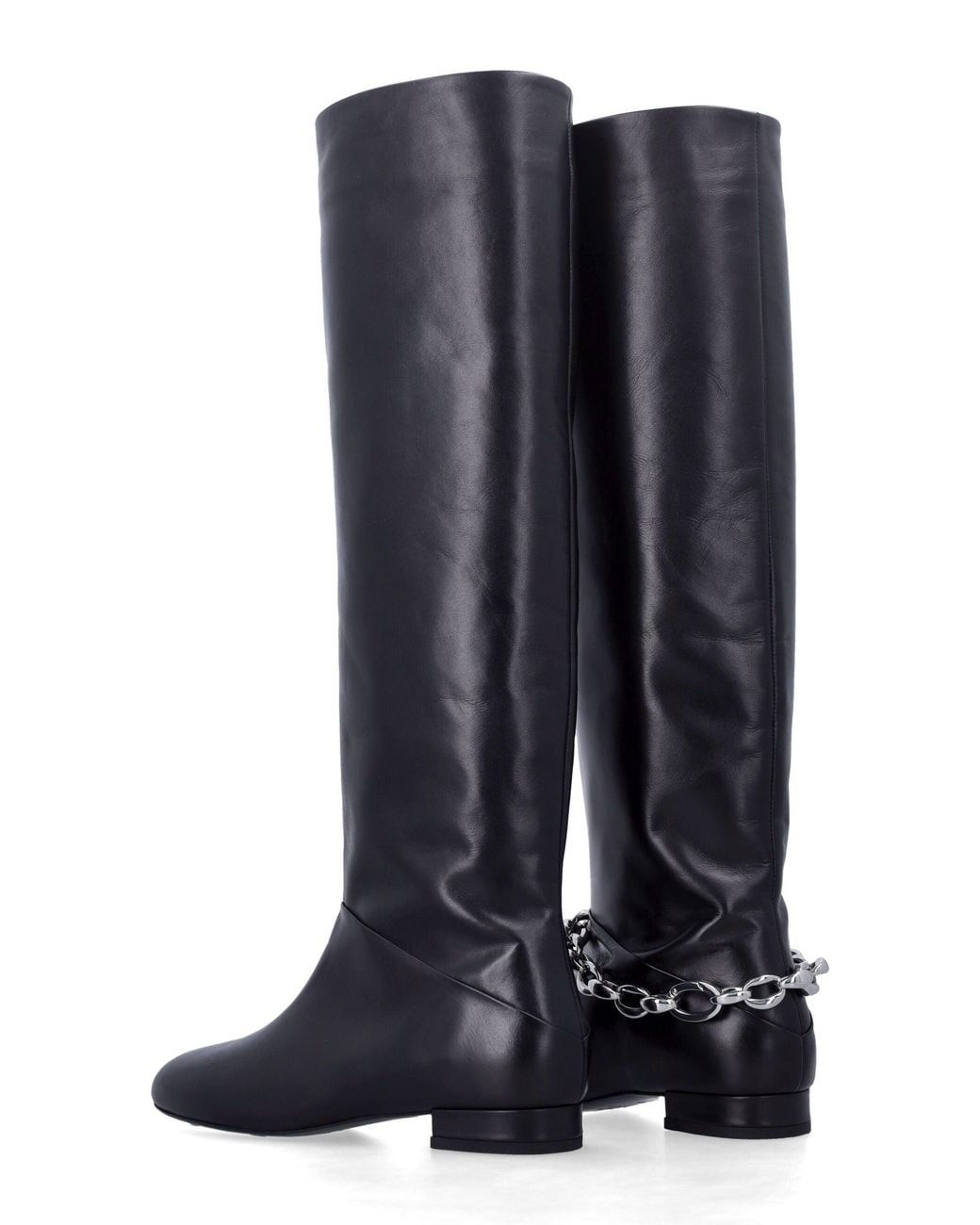 By Far Blue Chain-Ankle Tall Leather Boots