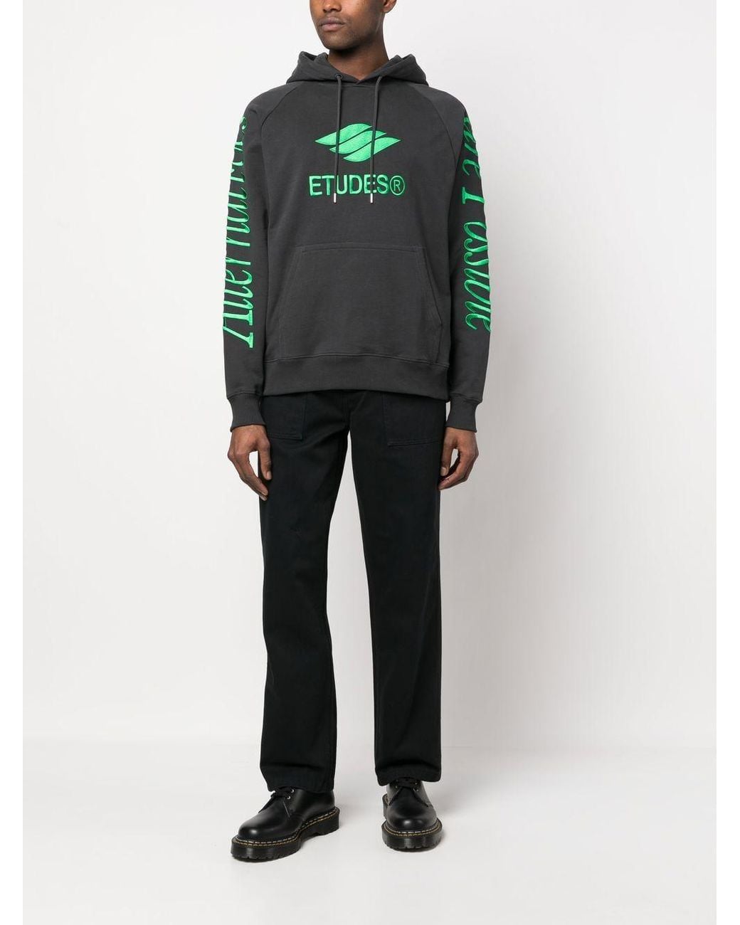 Etudes Studio Gray Racing Eco Logo-Embroidered Hoodie for men