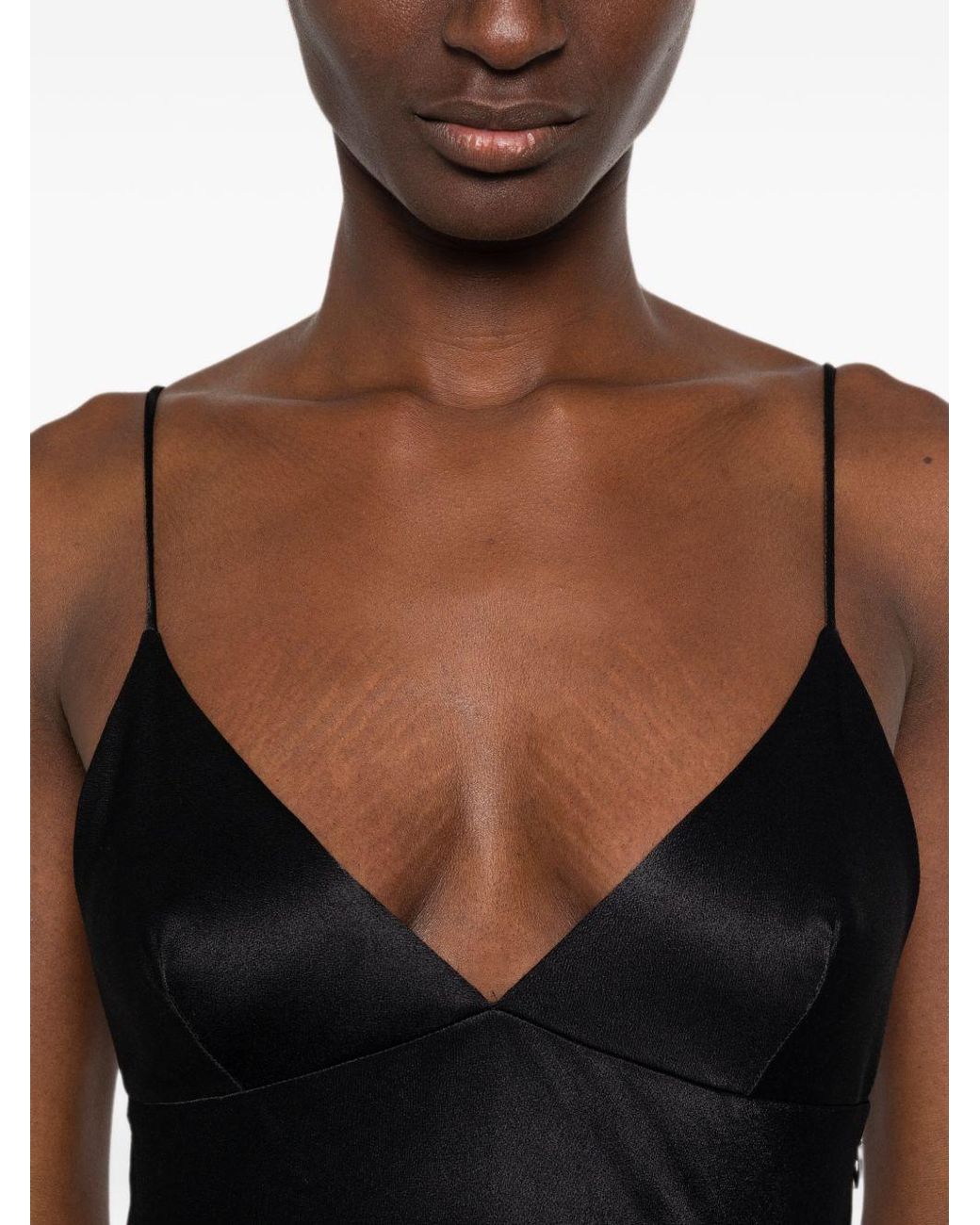 Alberta Ferretti Black Satin Long Dress