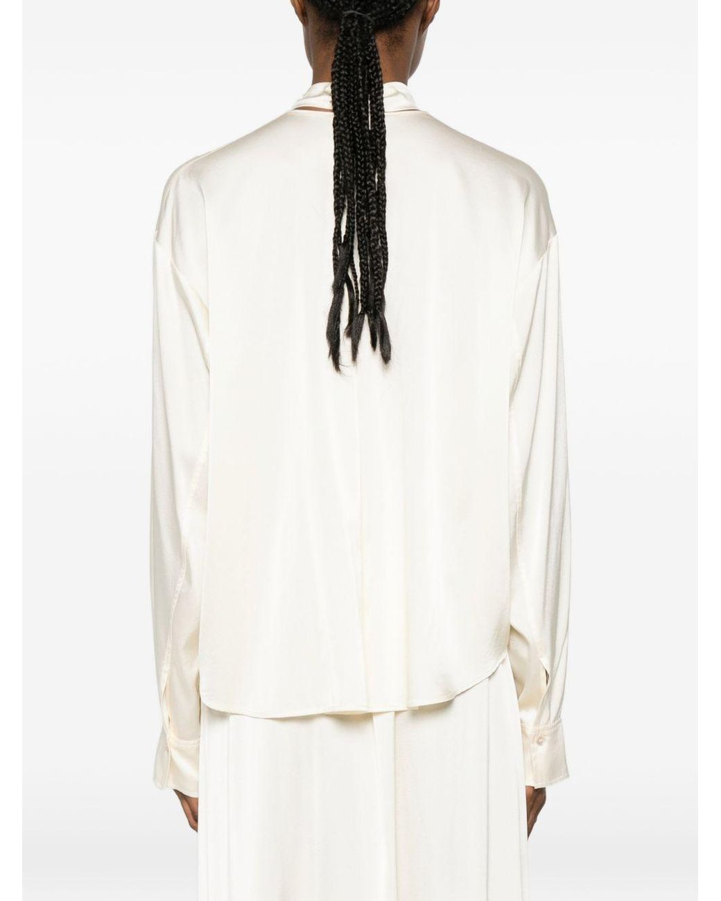 Forte_forte White Silk Bow Tie Shirt