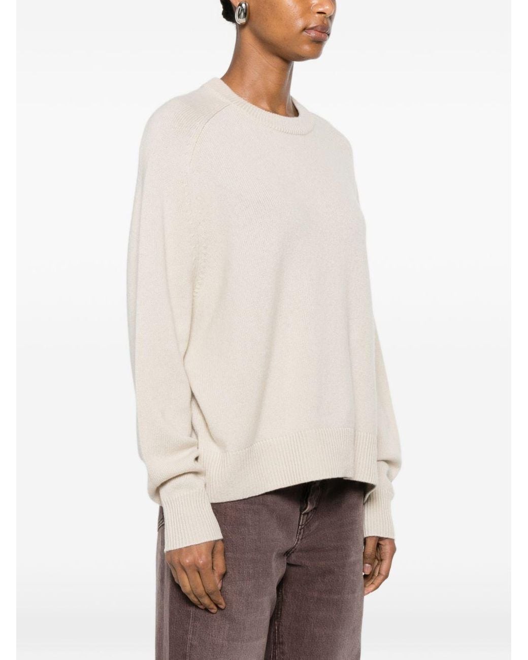 Soft Goat White Wool Crewneck Jumper