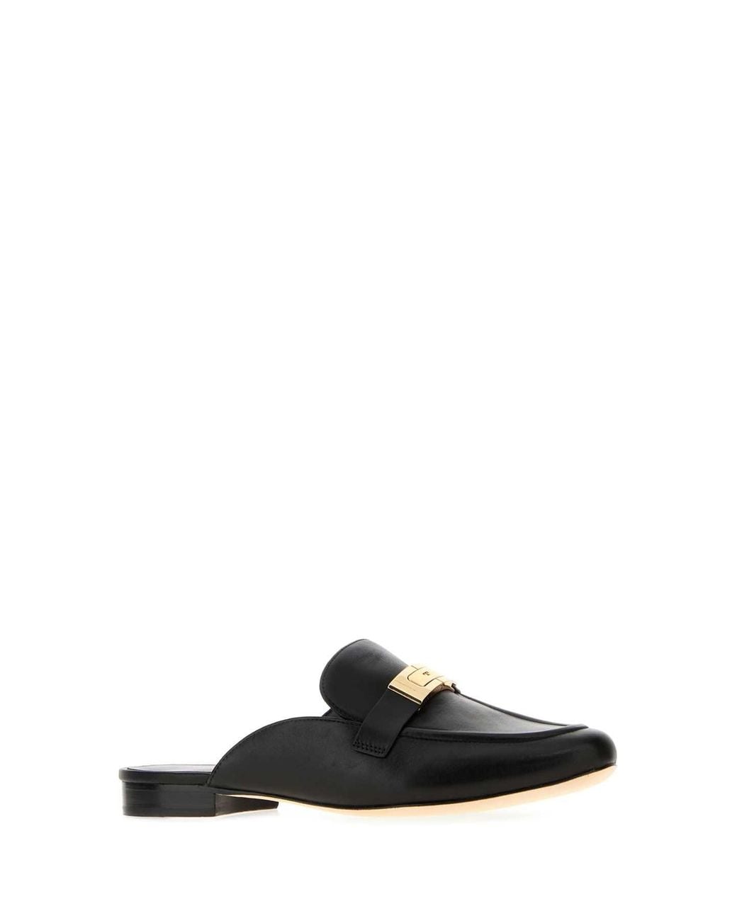 Tory Burch Black Leather Leelee Slippers