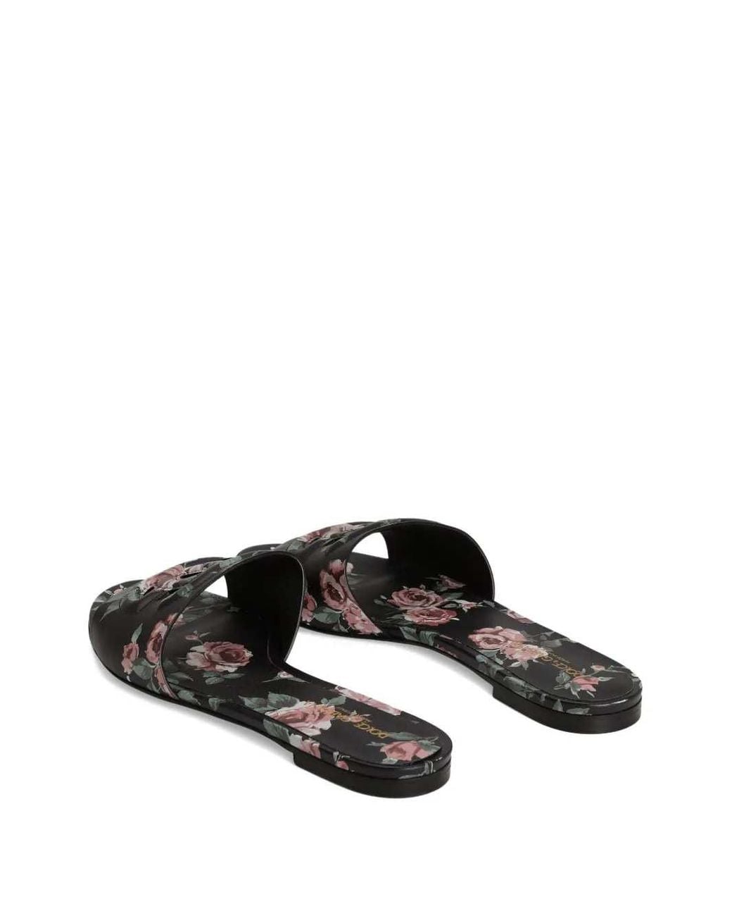 Dolce & Gabbana White Florale Slide-Sandalen