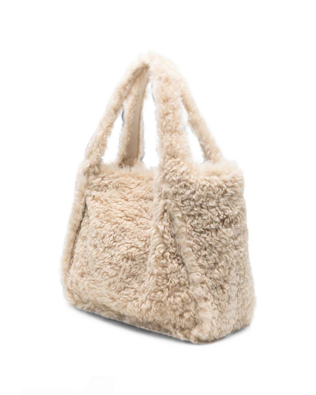 Stella McCartney Natural Stella Logo Shearling Tote