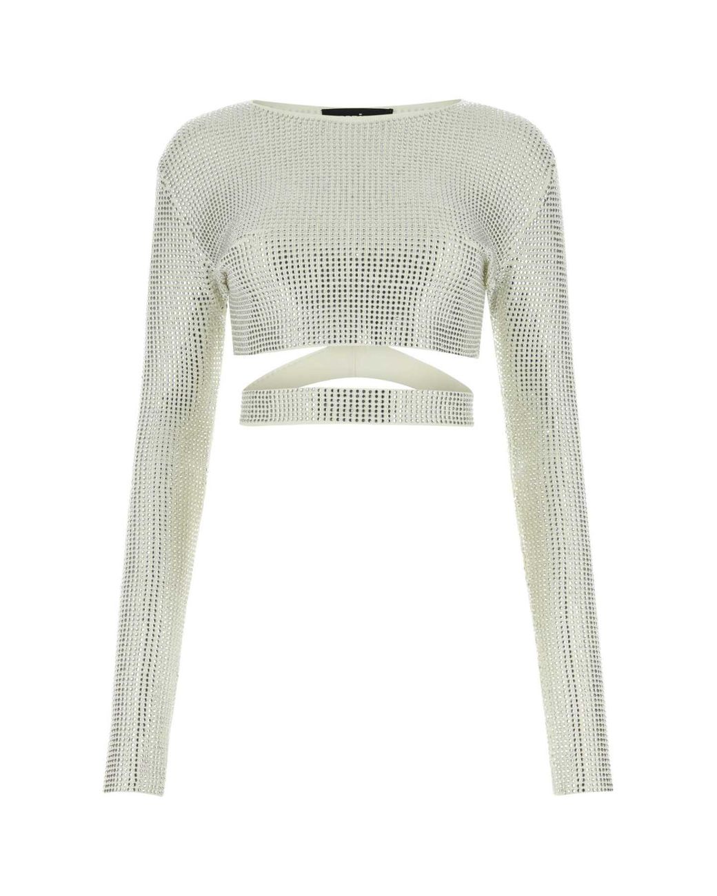 ANDREA ADAMO White Embellished Viscose Blend Top