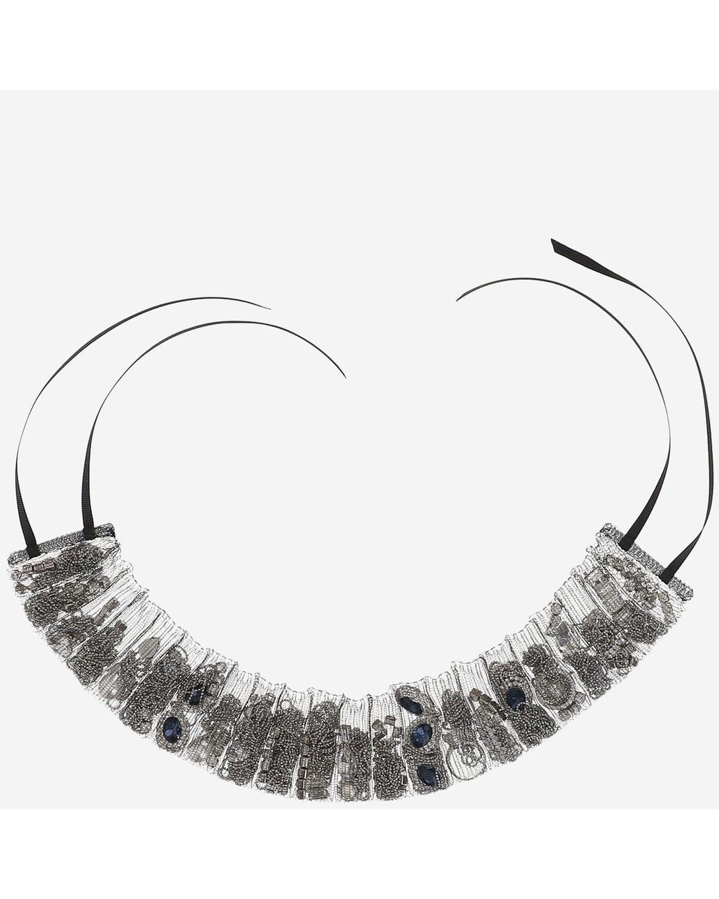 ALAINPAUL Metallic Mesh Necklace With Applied Rhinestones