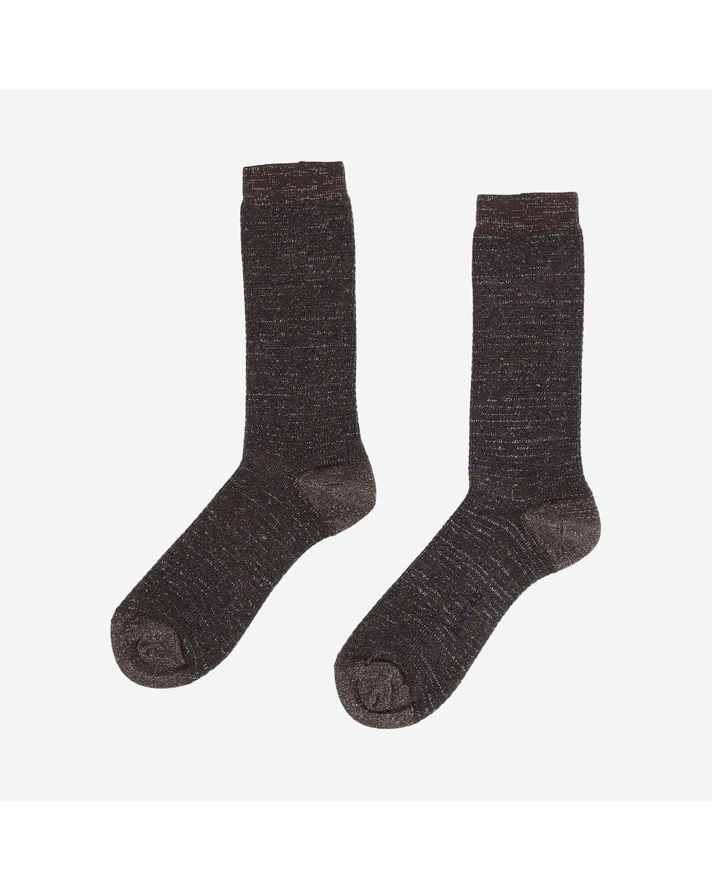 ANT45 Black Ribbed Cotton Blend Socks With Metallic Thread