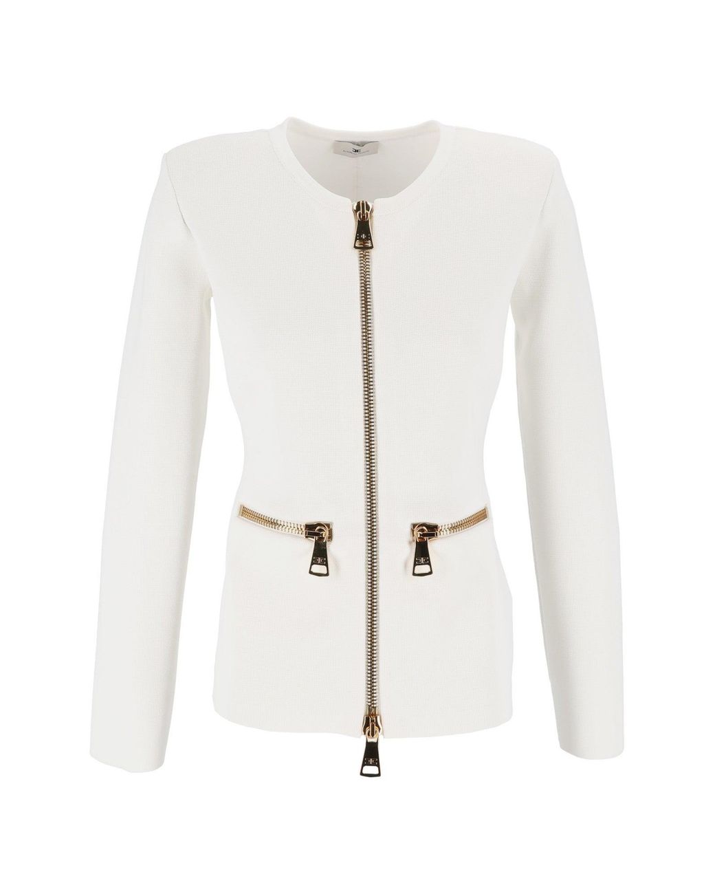 Elisabetta Franchi White Hardware Structured Jacket