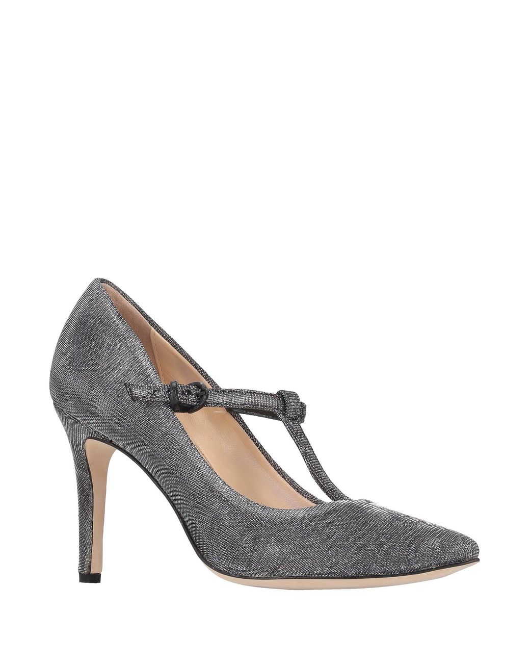 LA ROSE Gray Medium Lurex Pointed Pumps