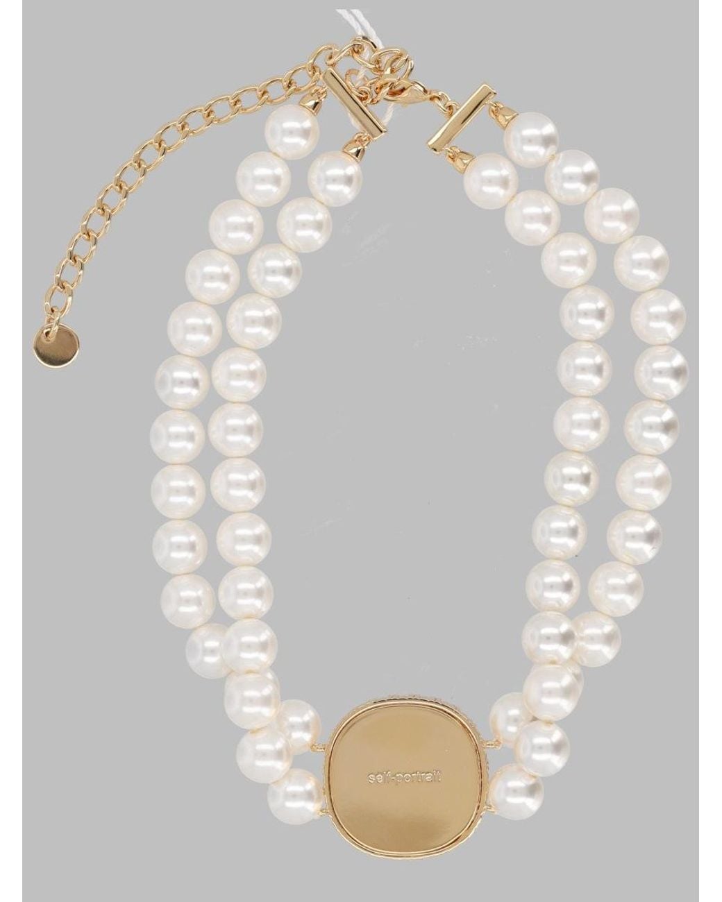 Self-Portrait White Pearl And Crystal Pendant Necklace