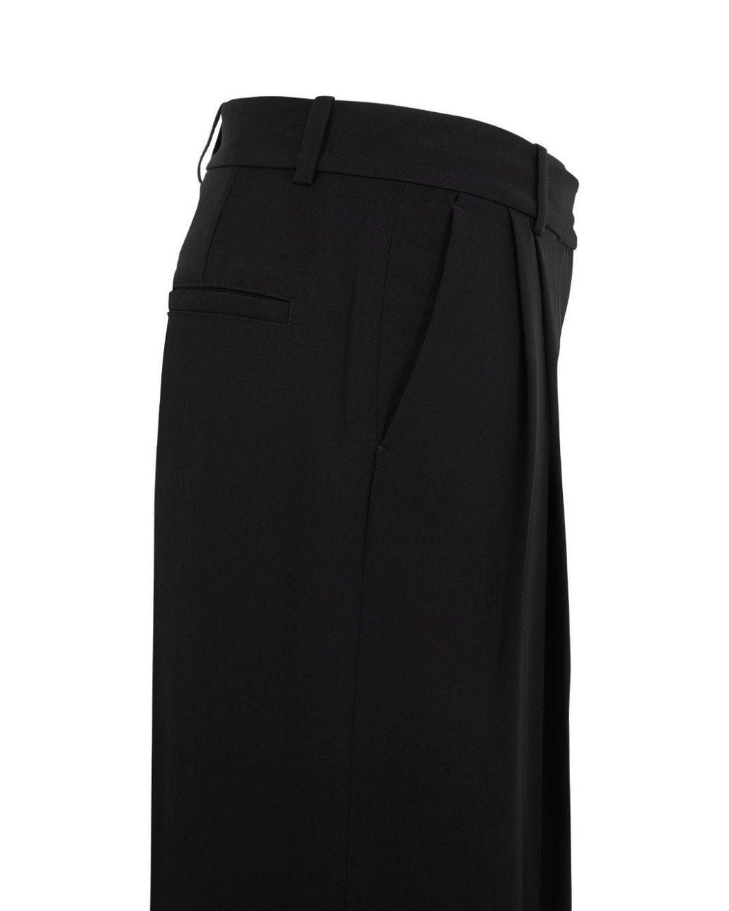 Totême  Black Double-Pleat Fluid Trousers
