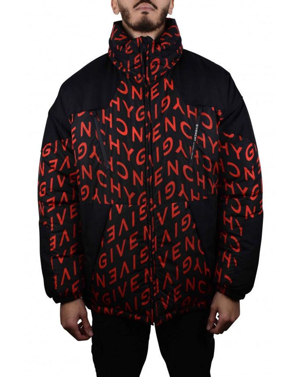 Givenchy Red Reversible Nylon Logo Down Jacket