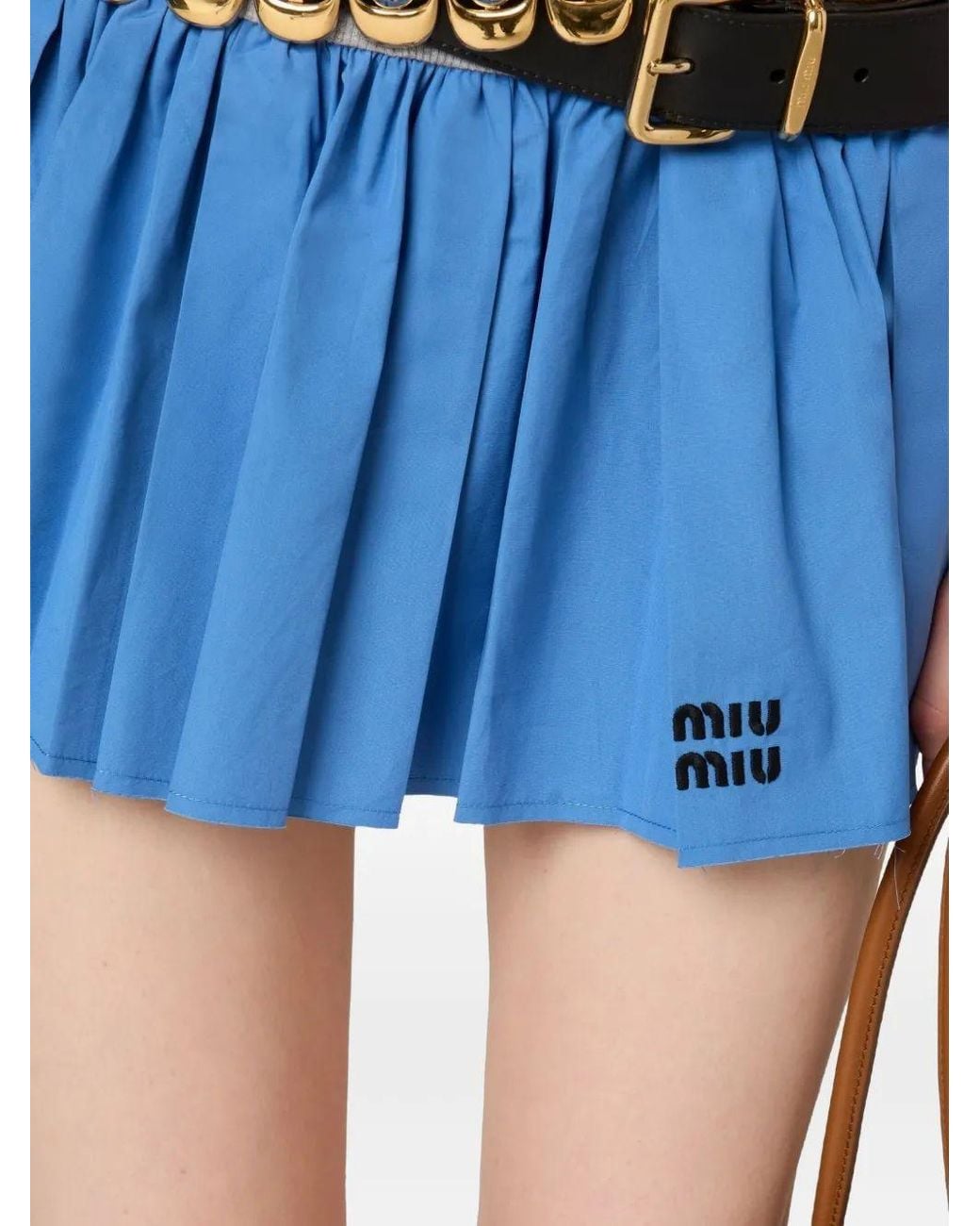 Miu Miu Blue Gonne Jersey+Popeline
