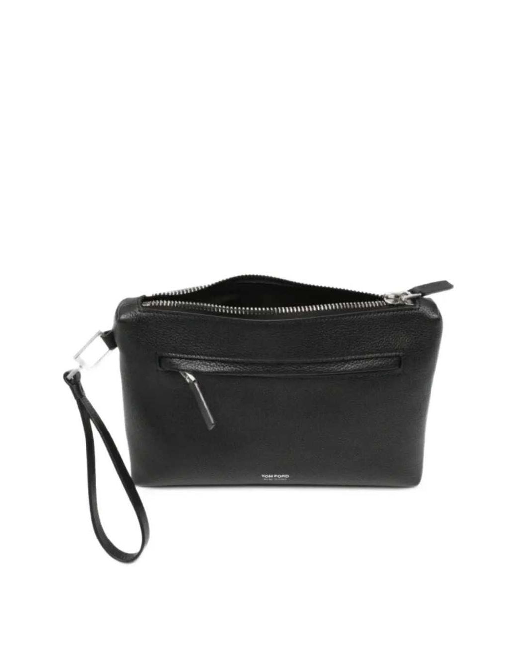 Tom Ford Black Grained Leather Pouch for men