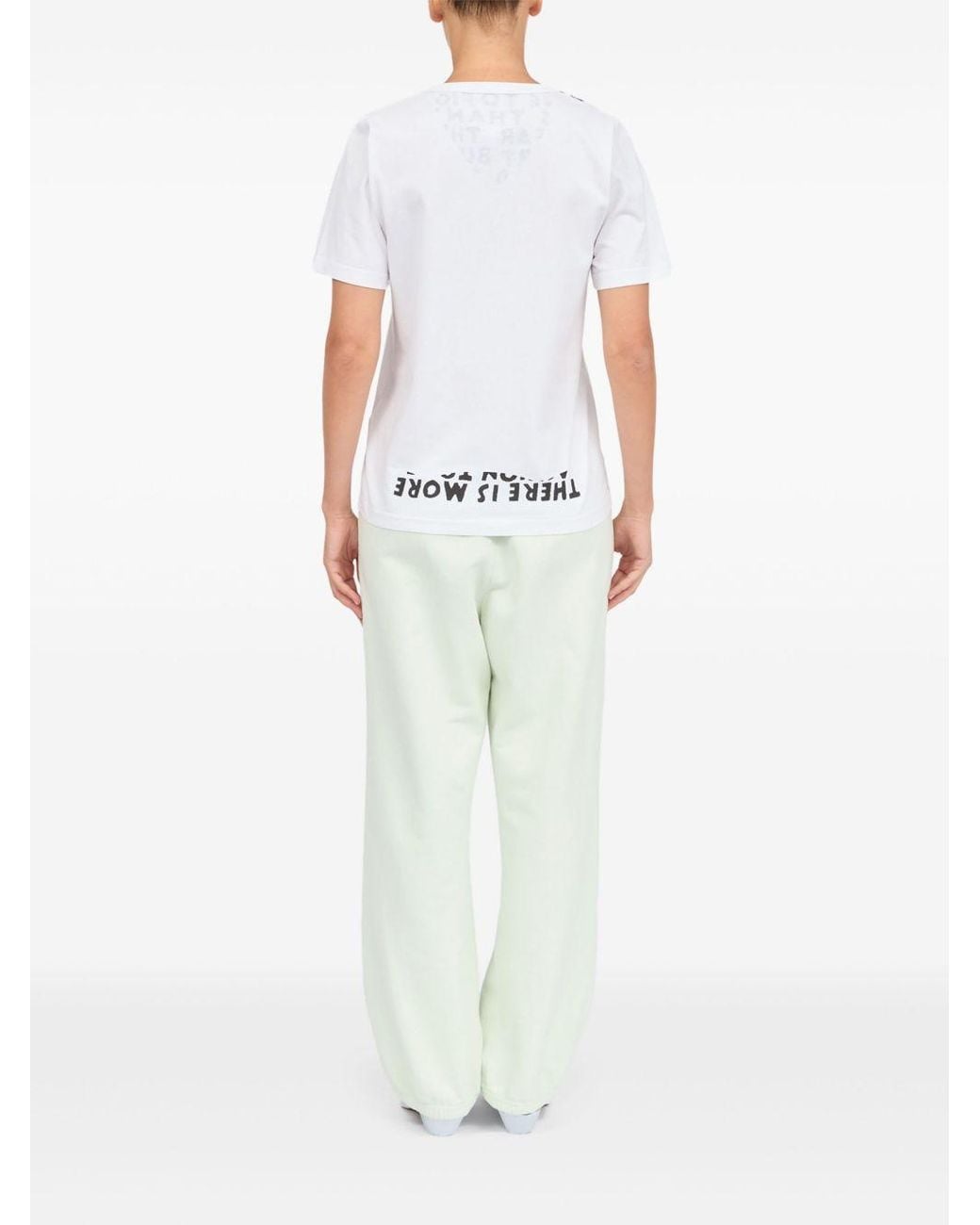 MM6 by Maison Margiela White V-Neck T-Shirt With Stamp-Effect Graphic Print