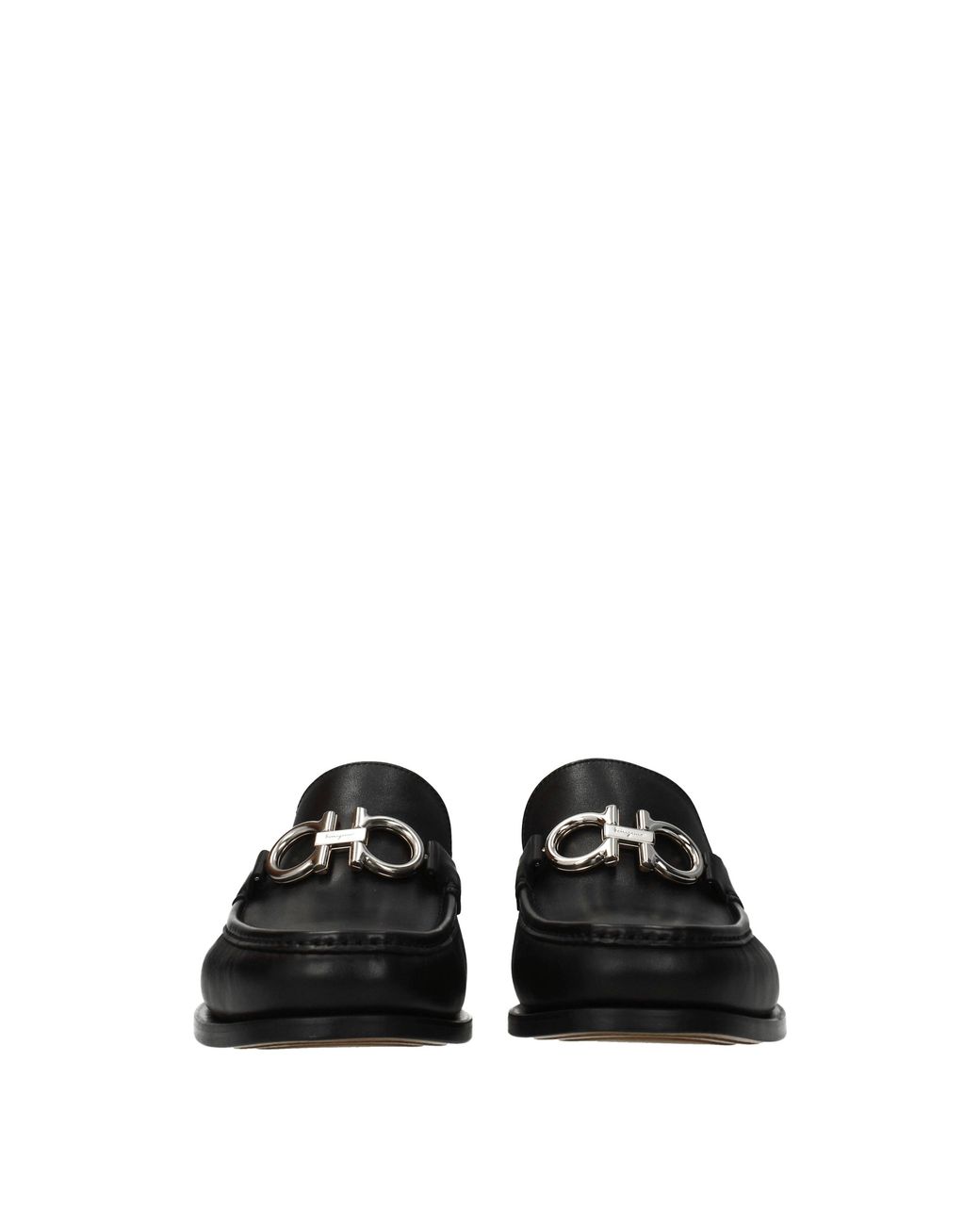 Ferragamo Black Rolo Moccasins Leather
