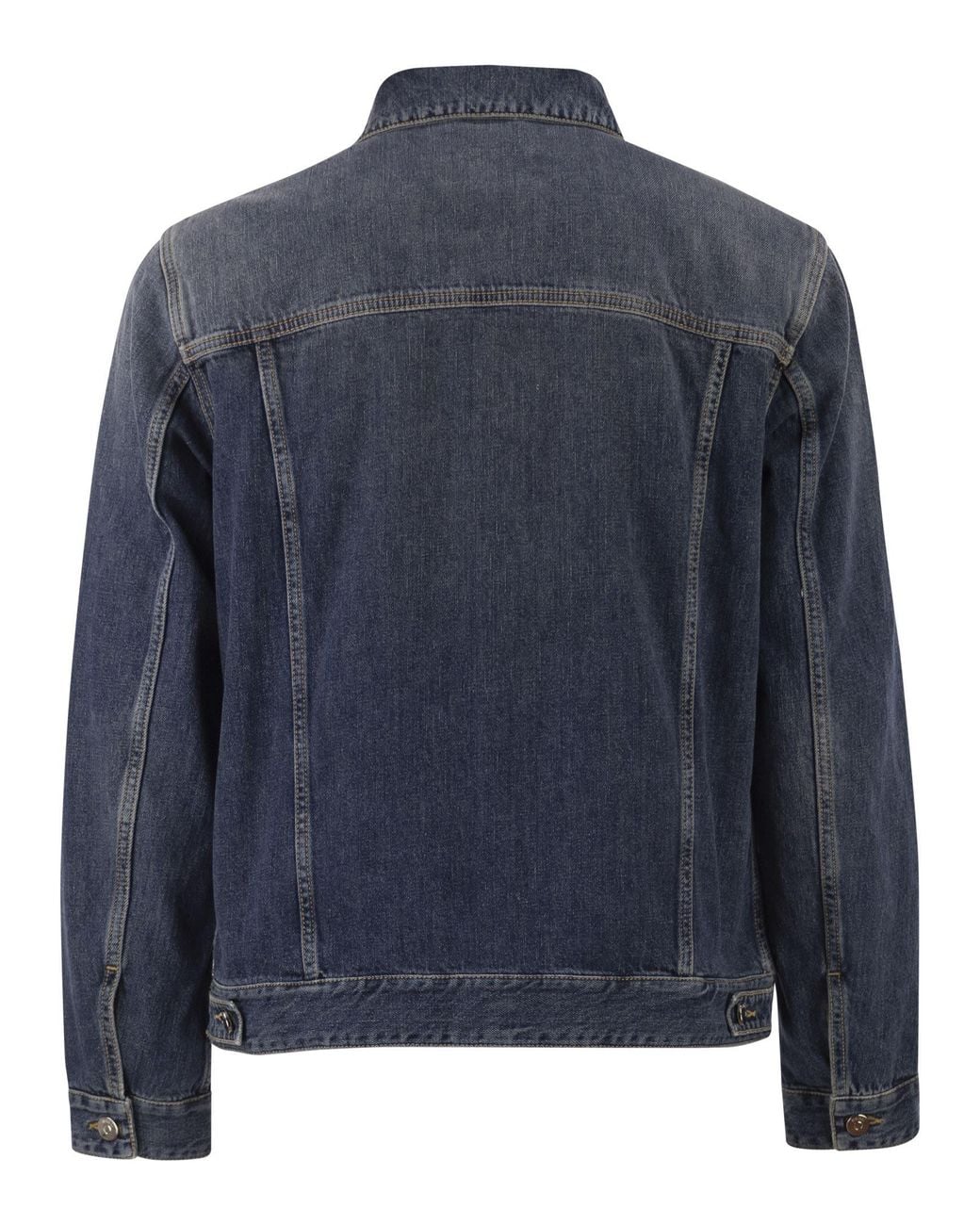 Peserico Blue Cotton Denim Jacket With Vintage Wash And Tailored Details