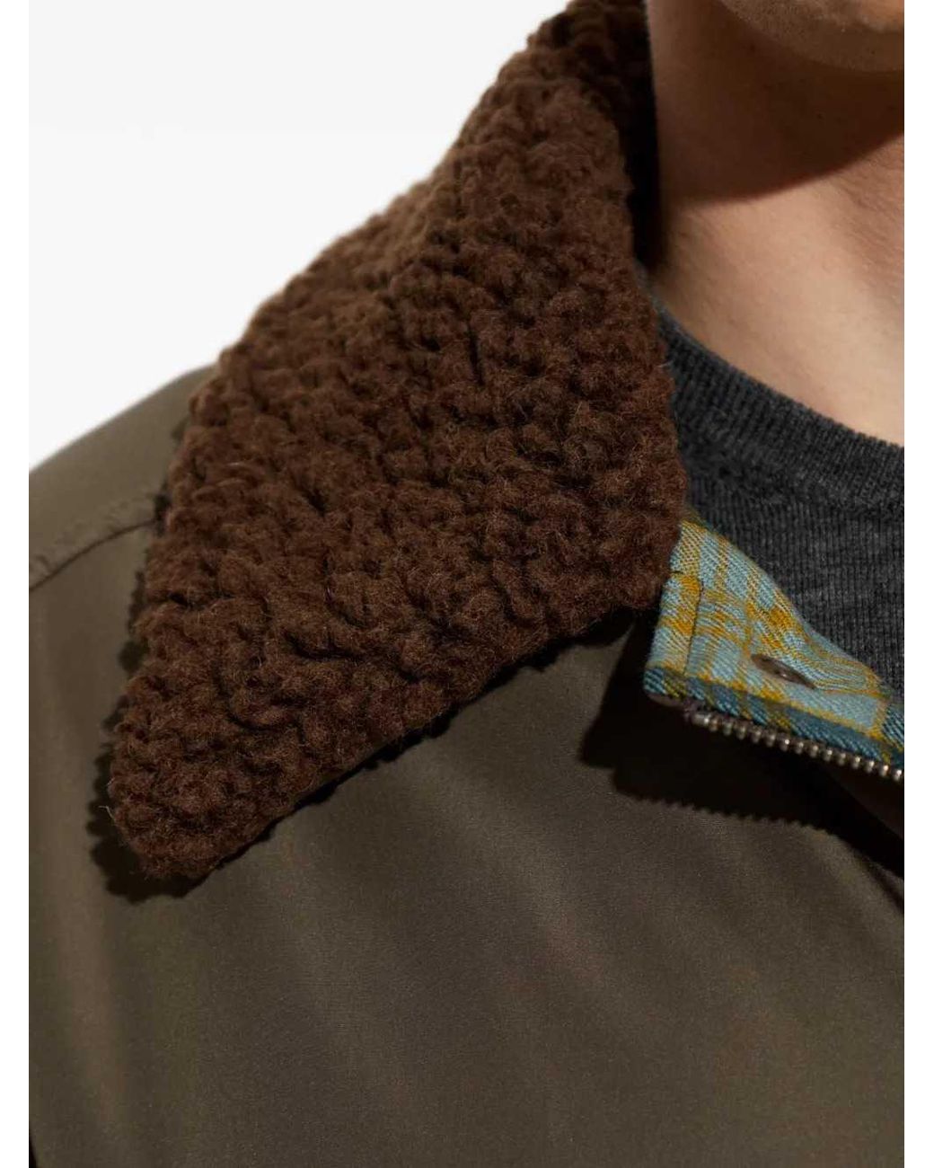 Maison Margiela Brown Jacket With Shearling Collar And Flap Pockets for men
