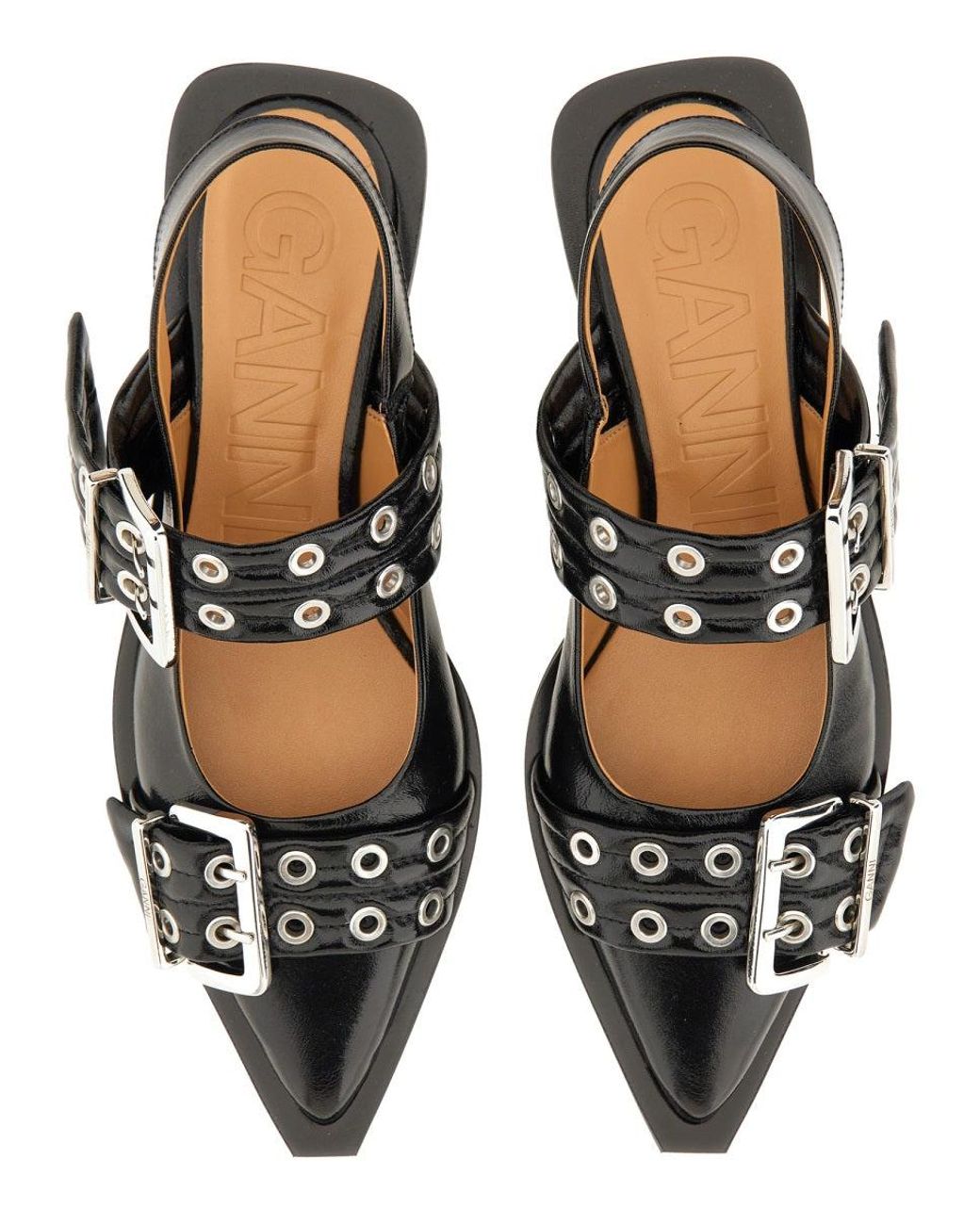 Ganni Black Flat Ballerinas With Buckle