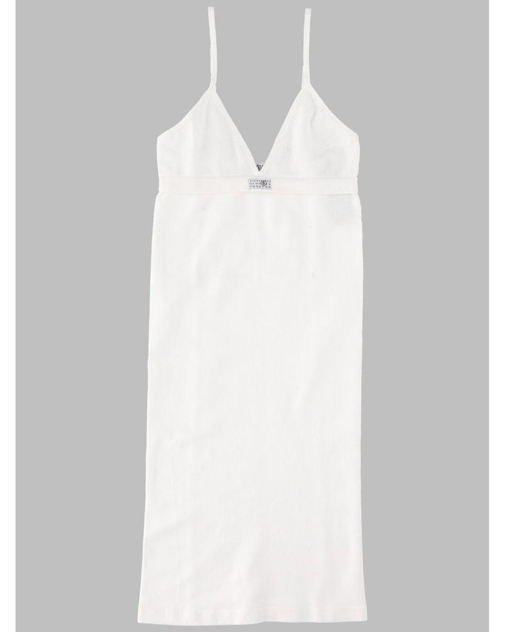 MM6 by Maison Margiela White Spaghetti Strap Slip Dress
