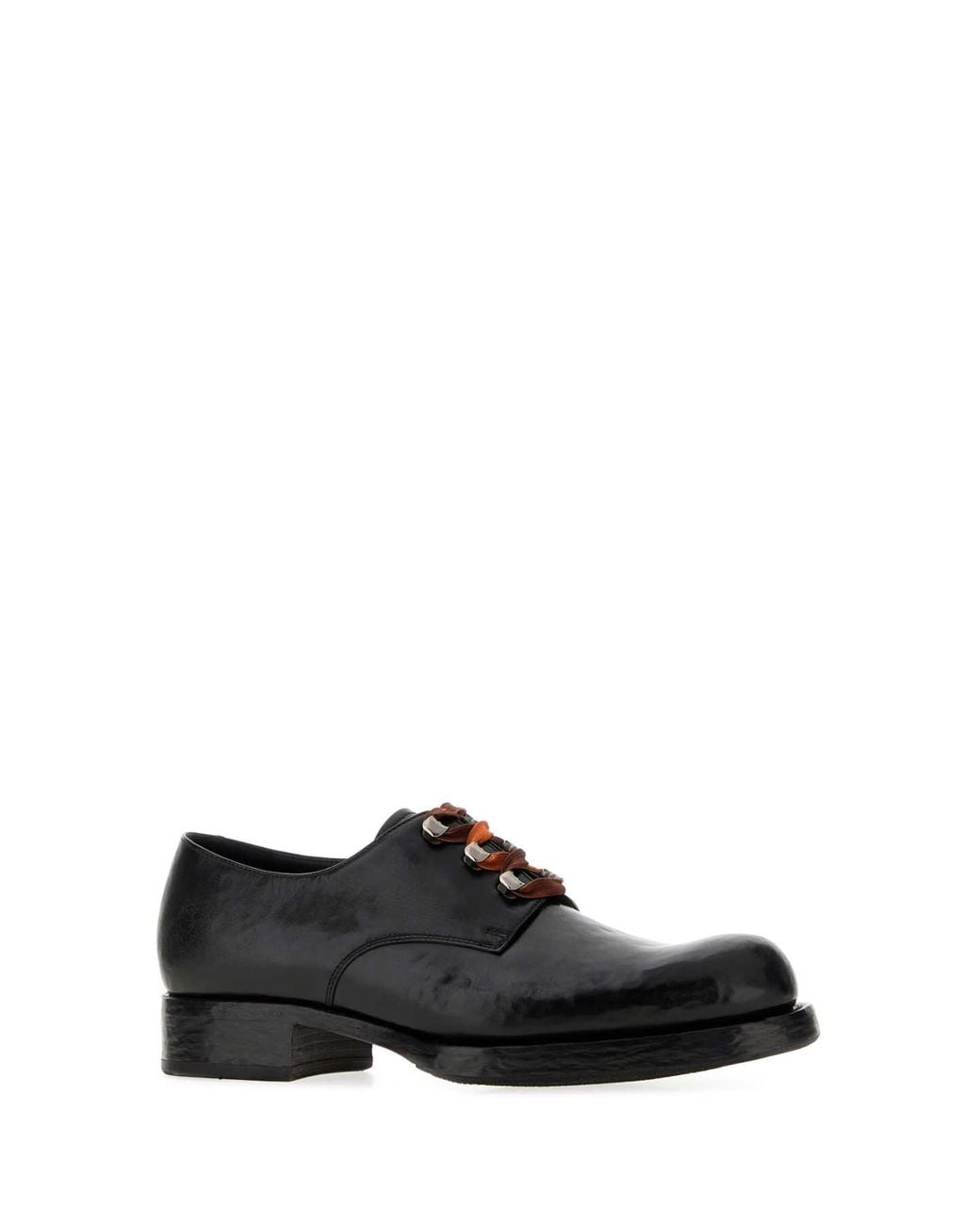 Prada Black Leather Lace Up Shoes