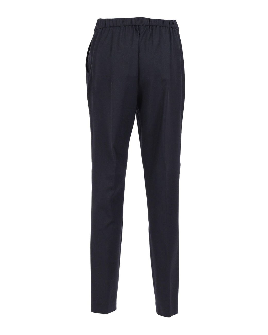 Fabiana Filippi Blue Bistretch Wool Pleated Jogging Trousers With Filo Diamante